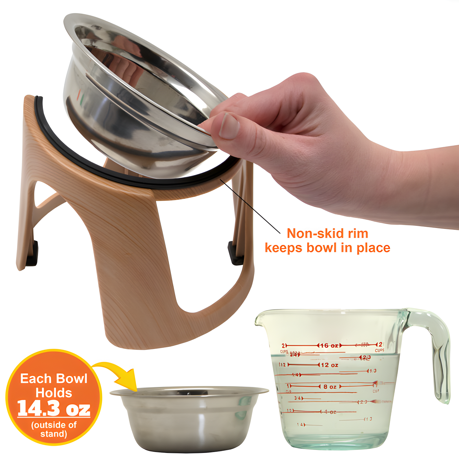 1.79 Cups Elevated Feeder (Set of 2)