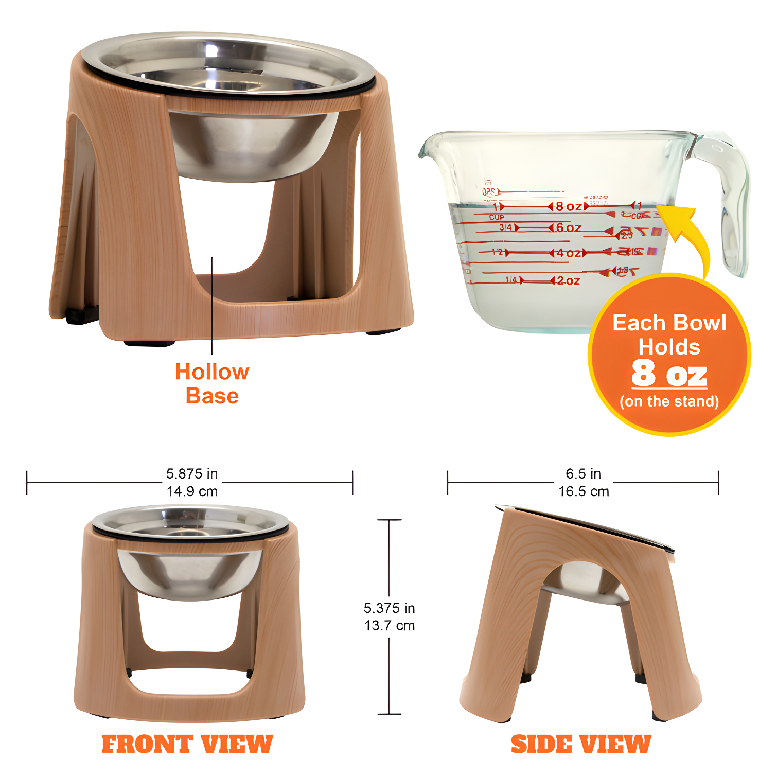 1.79 Cups Elevated Feeder (Set of 2)