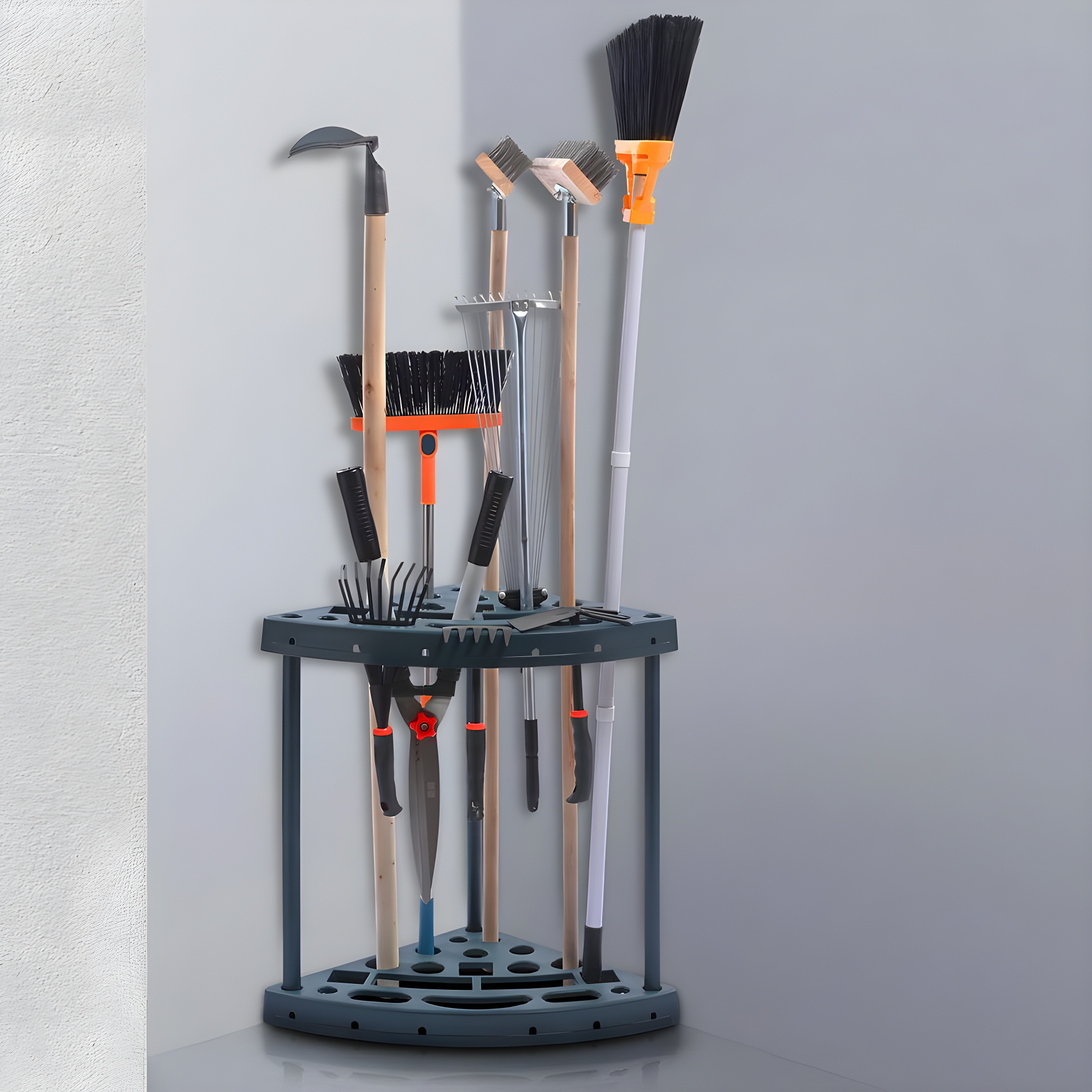 VEVOR Garden Tool Organizer, 19 Slots, Yard Tool Tower Rack for Garage Organization and Storage, Hold Long-Handled Tool/Rake/Broom/Shovel, PP Garden Tool Stand Holder Organizer for Yard, Shed, Outdoor