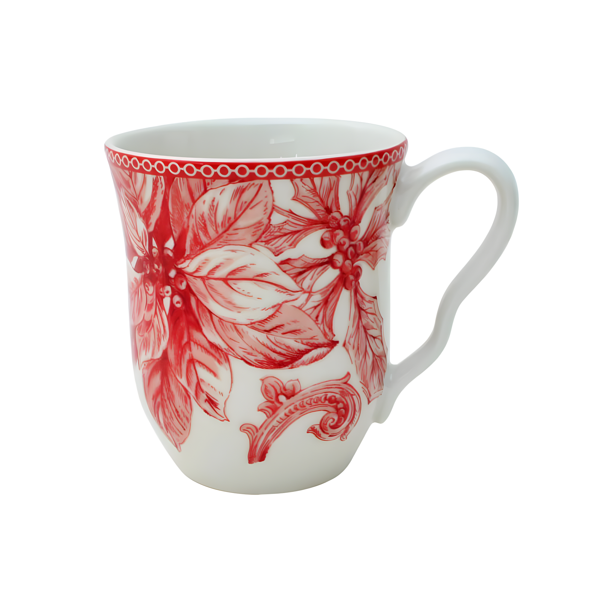 222 Fifth 222 Fifth Christmas Lane Red 16-Piece Porcelain Dinnerware Set - Service For 4, Plates, Bowls & Mugs