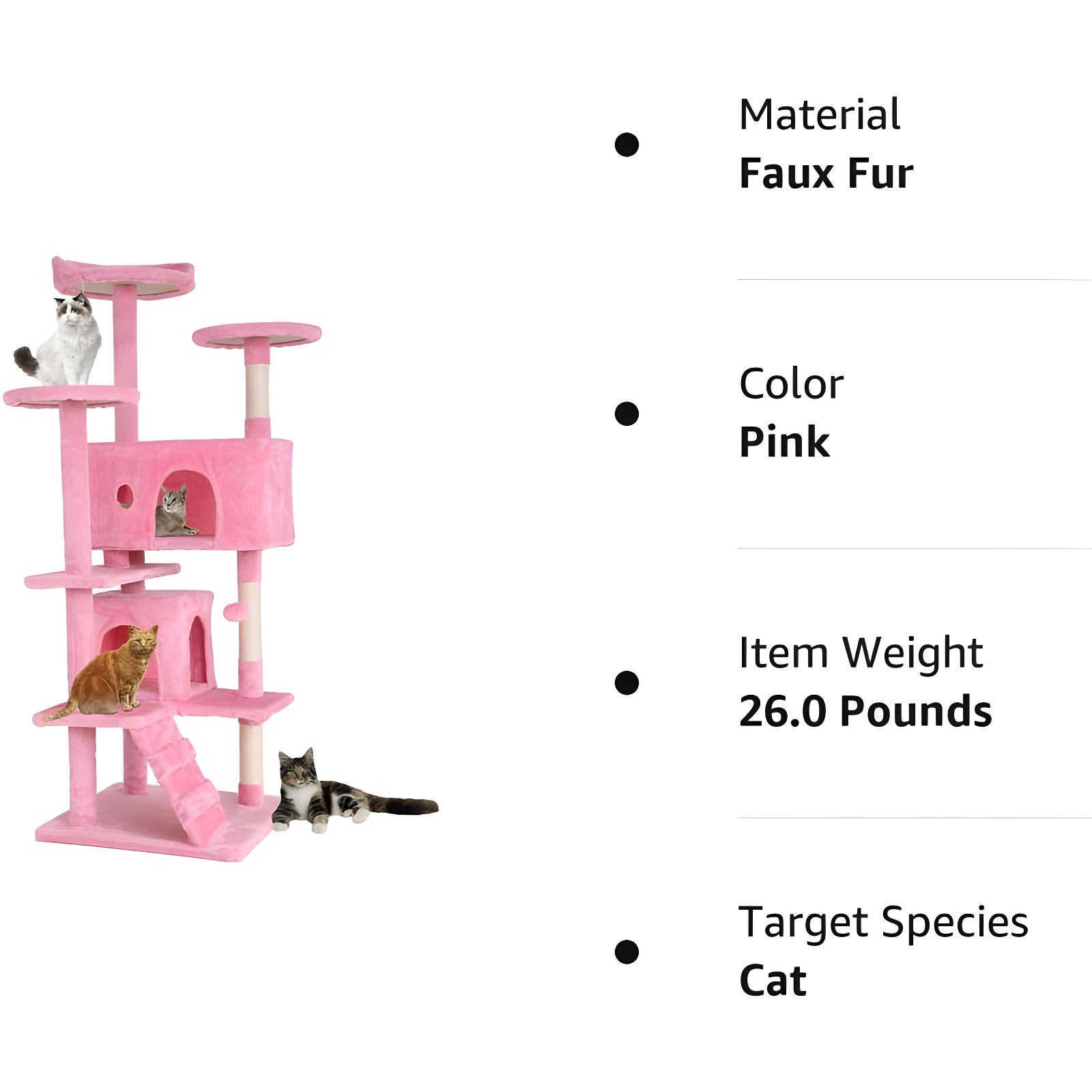 Tucker Murphy Pet™ Cat Tree With Large Top Perch, Plush Hammock, Cat Shelves And Dangling Pompom, Cat Scratching Posts And 2 Condos Houses
