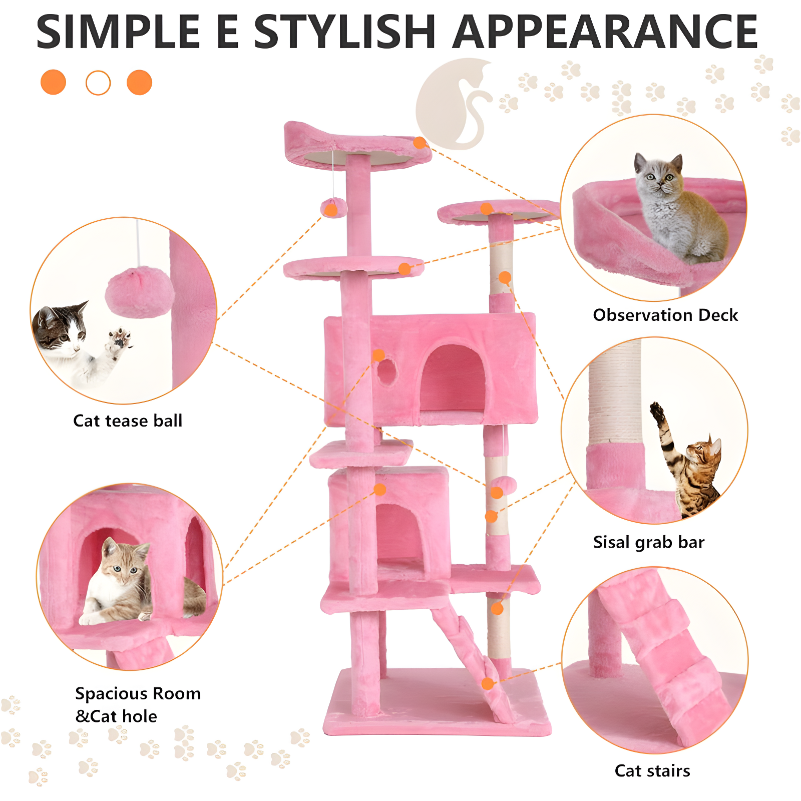 Tucker Murphy Pet™ Cat Tree With Large Top Perch, Plush Hammock, Cat Shelves And Dangling Pompom, Cat Scratching Posts And 2 Condos Houses