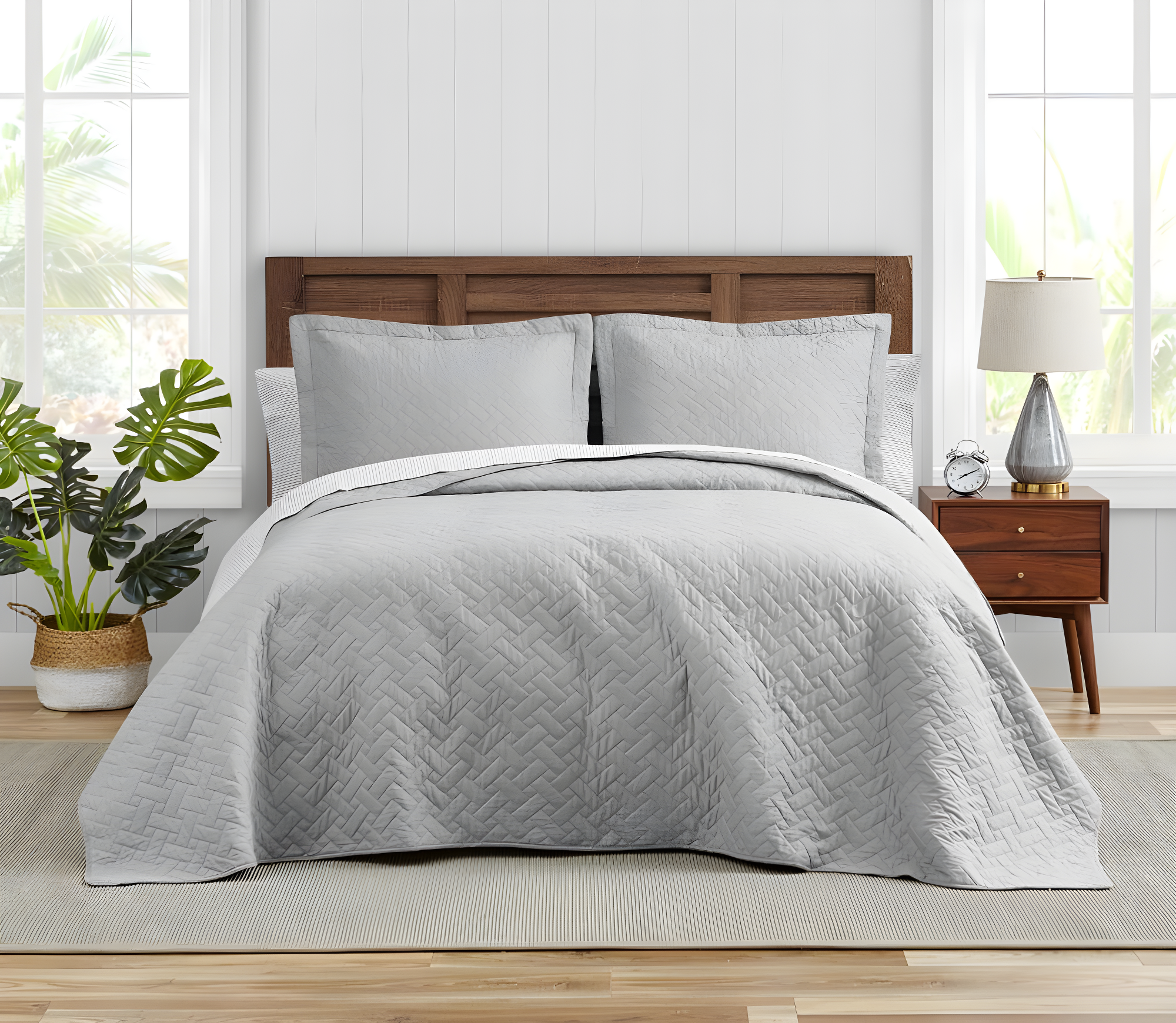 Tommy Bahama Raffia Solid Cotton Reversible Quilt Set