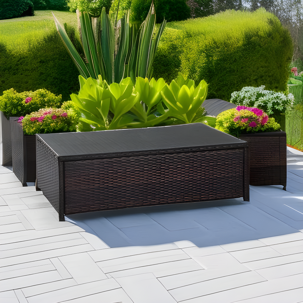 Palm Harbor Outdoor Wicker Coffee Table - Brown - Crosley: Steel Frame, Tempered Glass Top, UV & Weather-Resistant
