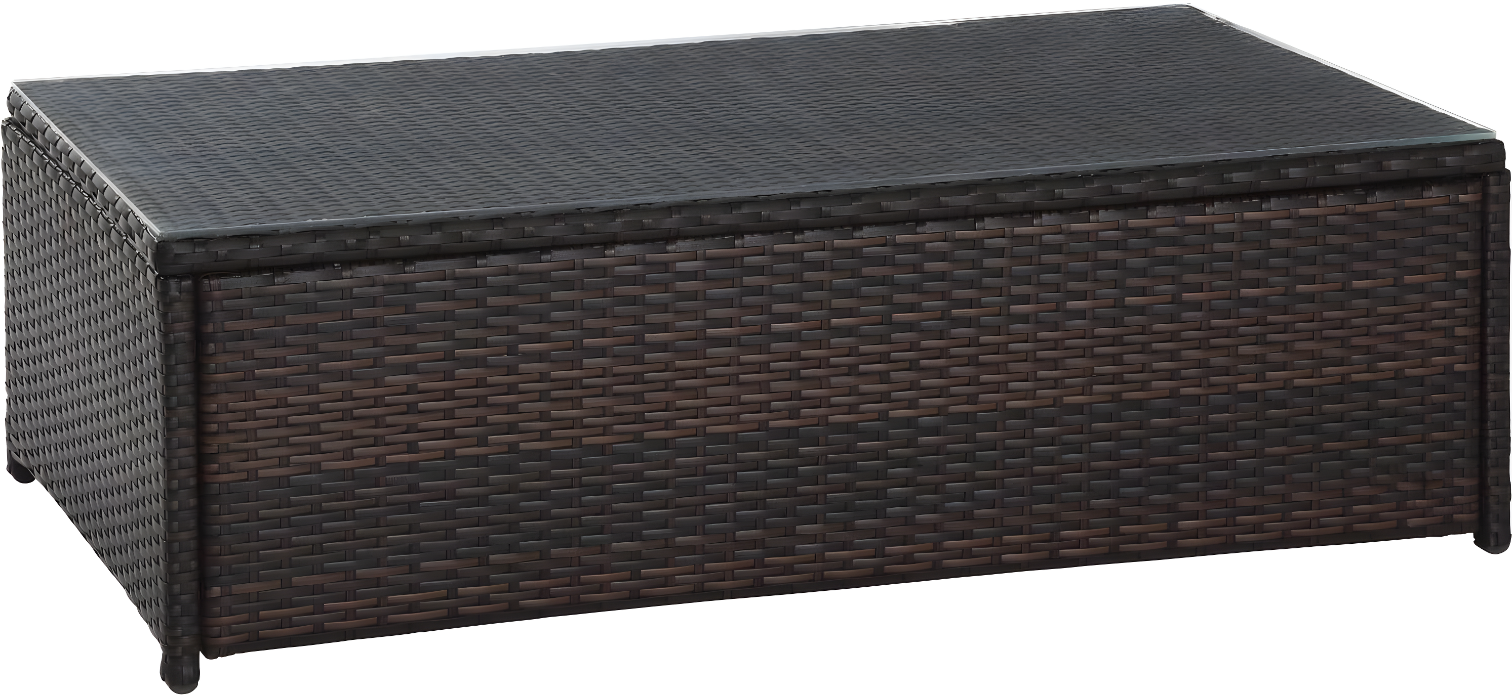 Palm Harbor Outdoor Wicker Coffee Table - Brown - Crosley: Steel Frame, Tempered Glass Top, UV & Weather-Resistant