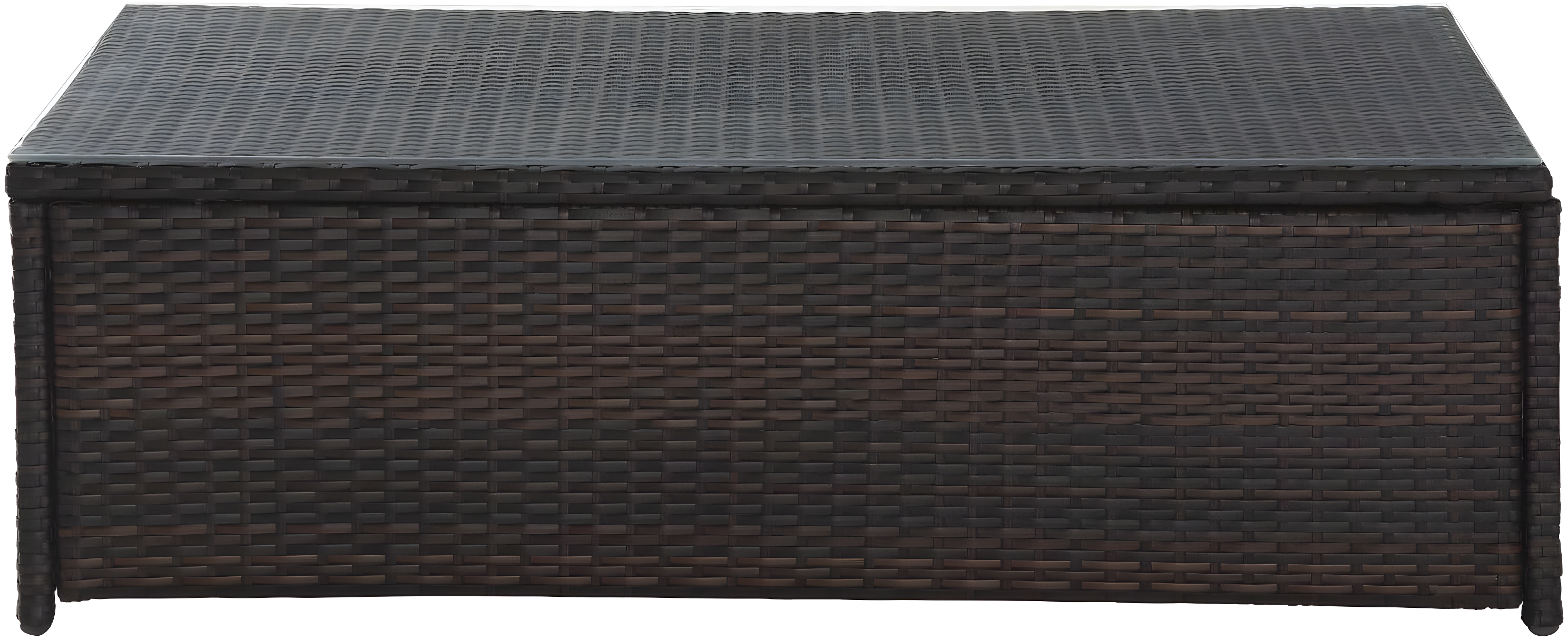 Palm Harbor Outdoor Wicker Coffee Table - Brown - Crosley: Steel Frame, Tempered Glass Top, UV & Weather-Resistant