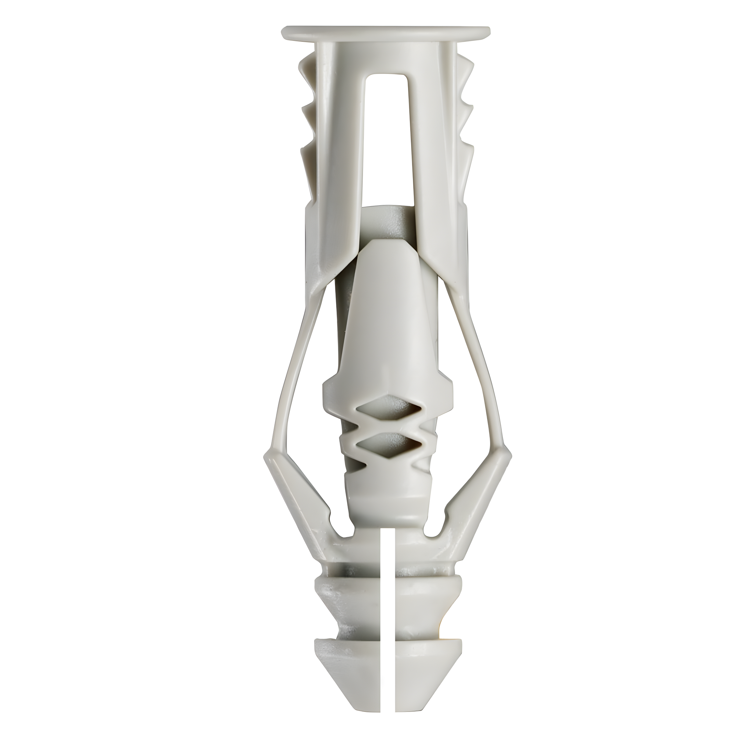 Gray Ribbed Plastic Wall Anchors with Screws - 100 Pack
