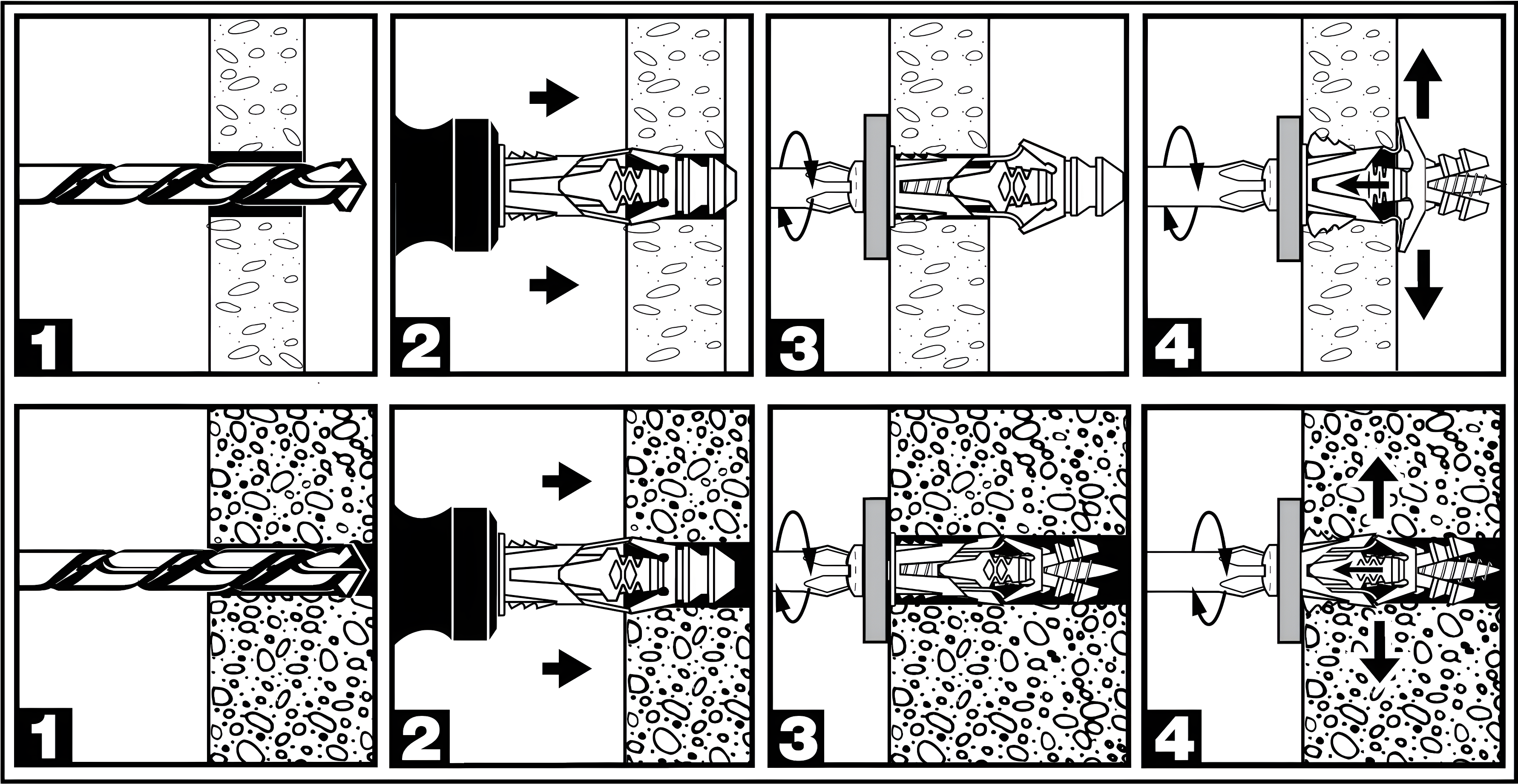 Gray Ribbed Plastic Wall Anchors with Screws - 100 Pack