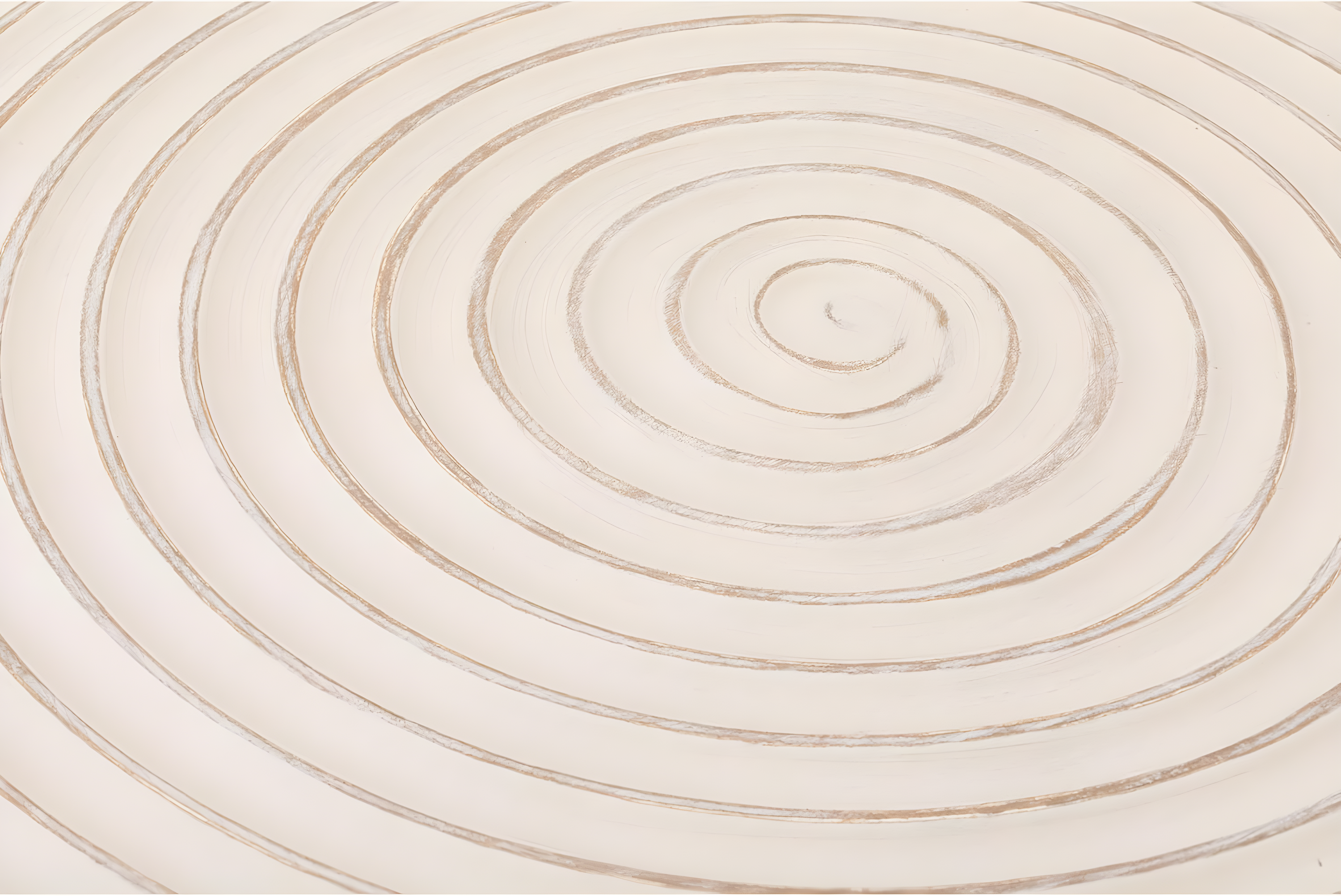 COZAYH Rustic Handmade Ring Pattern MDF and Metal Coffee Table, White