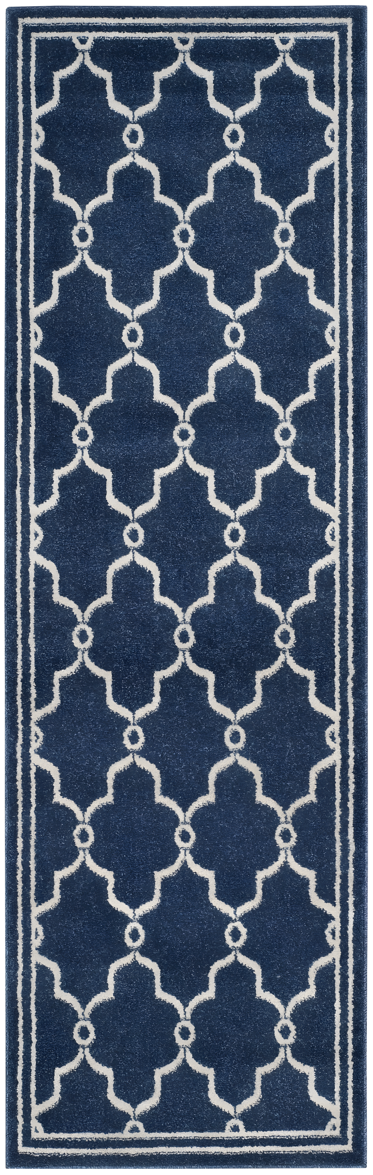 Amherst AMT414 Power Loomed Indoor Runner Rug - Navy/Beige - 2'3"x7' - Safavieh
