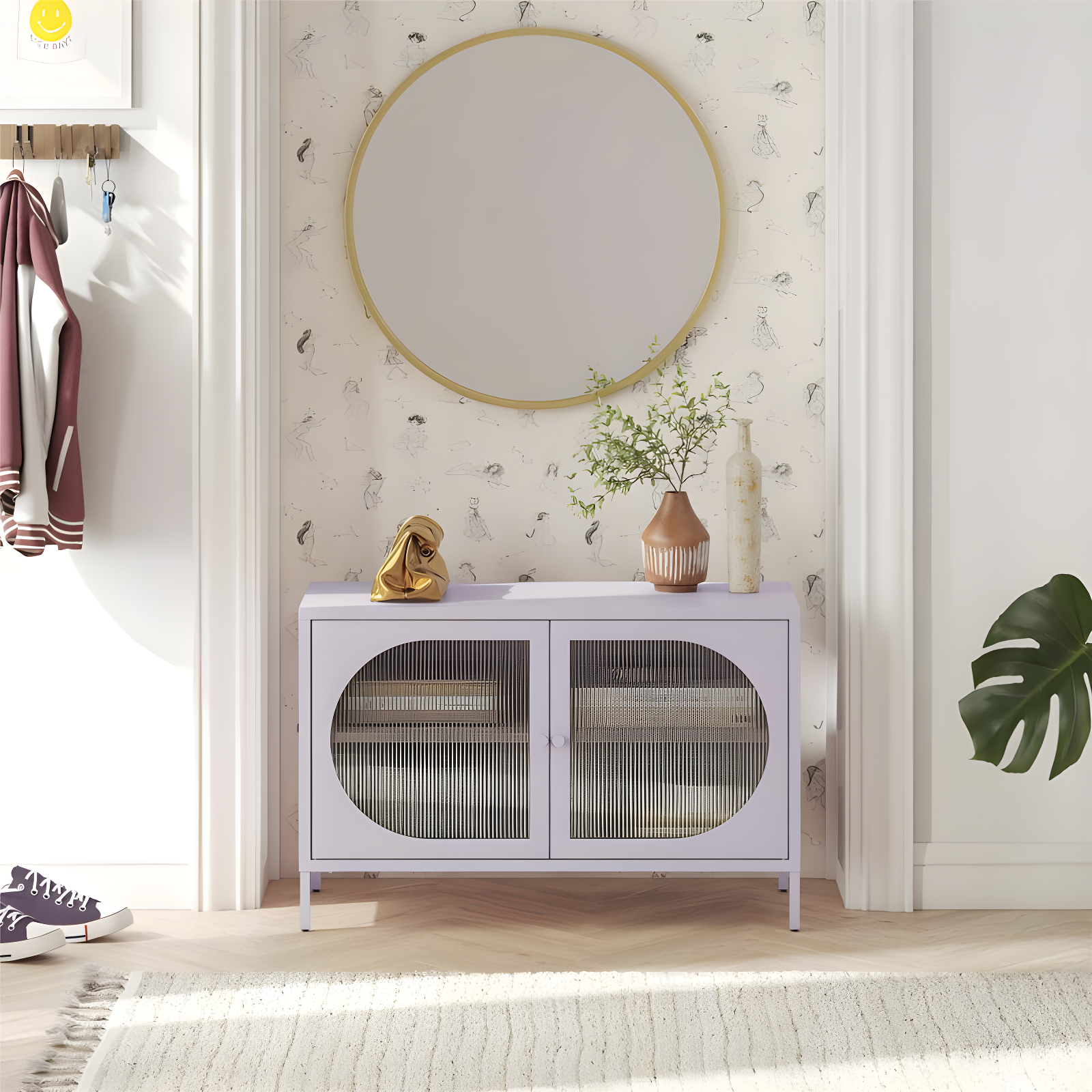 Luna 25.2'' Tall Accent Cabinet with Fluted Glass