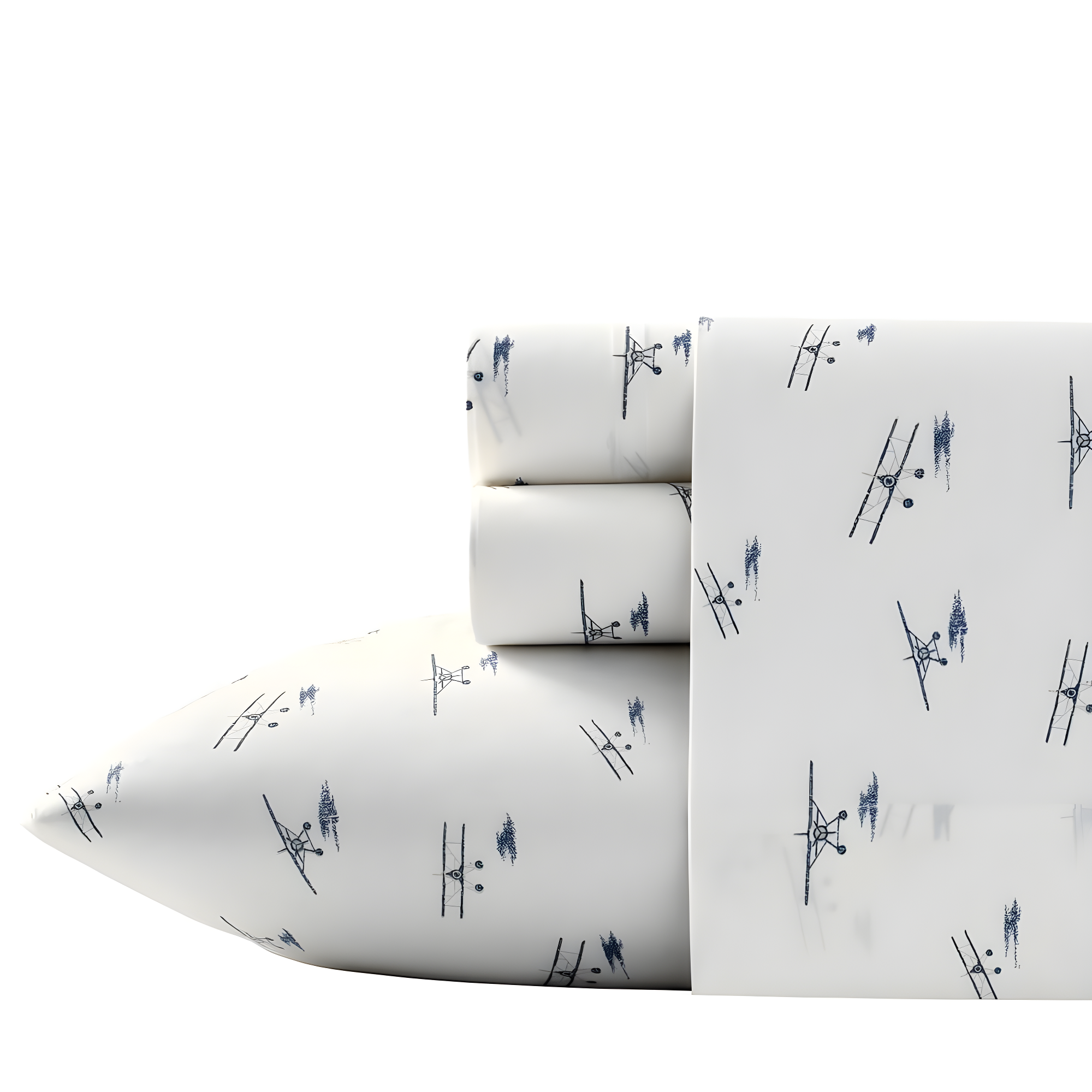Full Printed Pattern Percale Cotton Sheet Set Sea Planes - Eddie Bauer