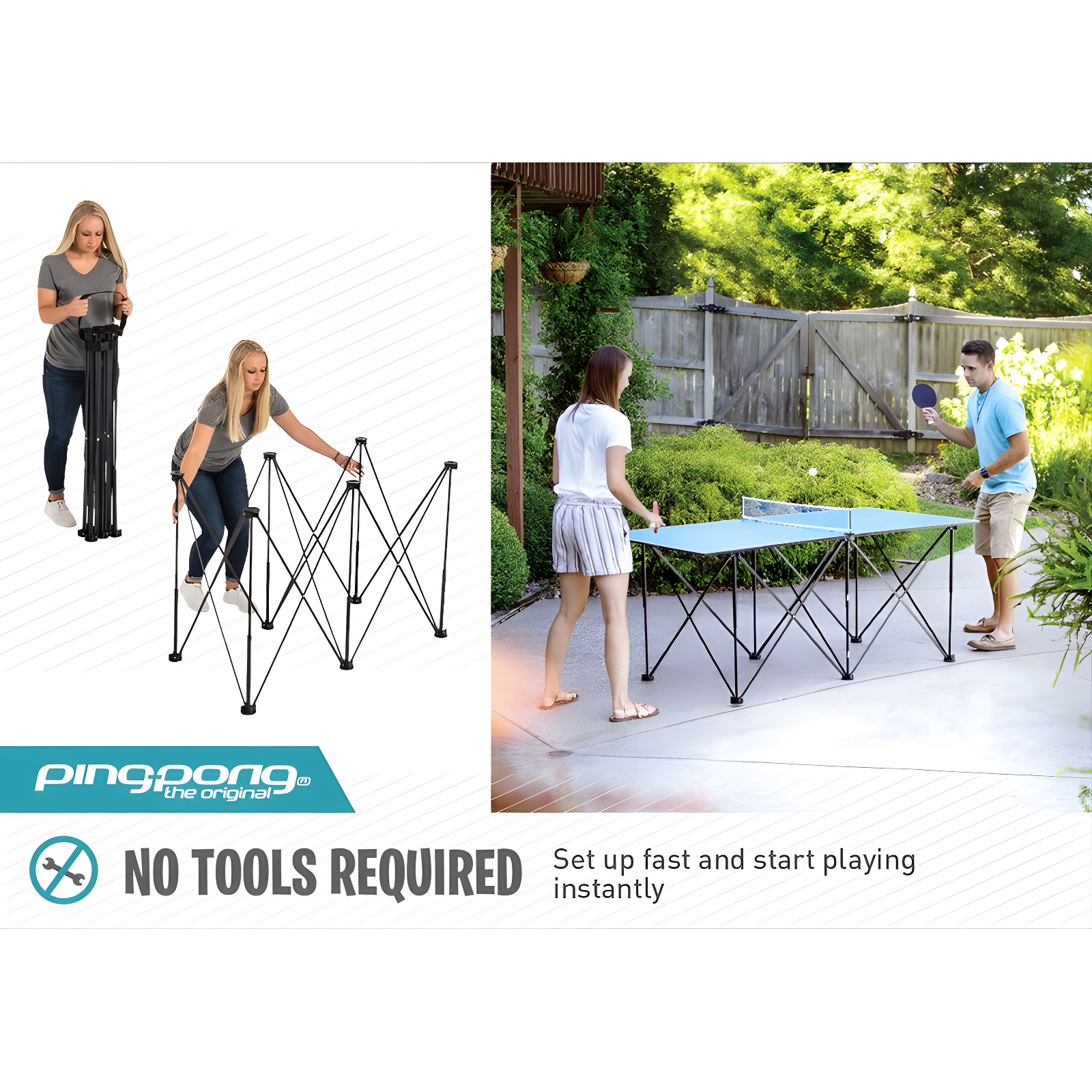 Ping-Pong Pop up Foldable Indoor Table Tennis Table with Paddles and Balls (19mm Thick)