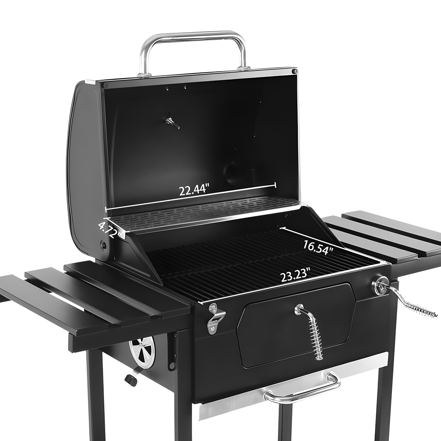 Royal Gourmet 24" Crop Barrel Charcoal Grill with Side Shelf and Cover