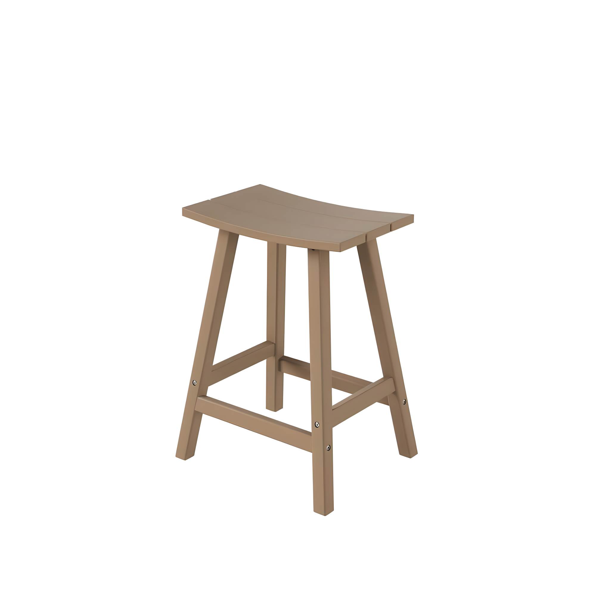 Polytrends Laguna Hdpe All Weather Outdoor Patio 24" Saddle Seat Counter Stool (Set Of 2) Weathered Wood Glam