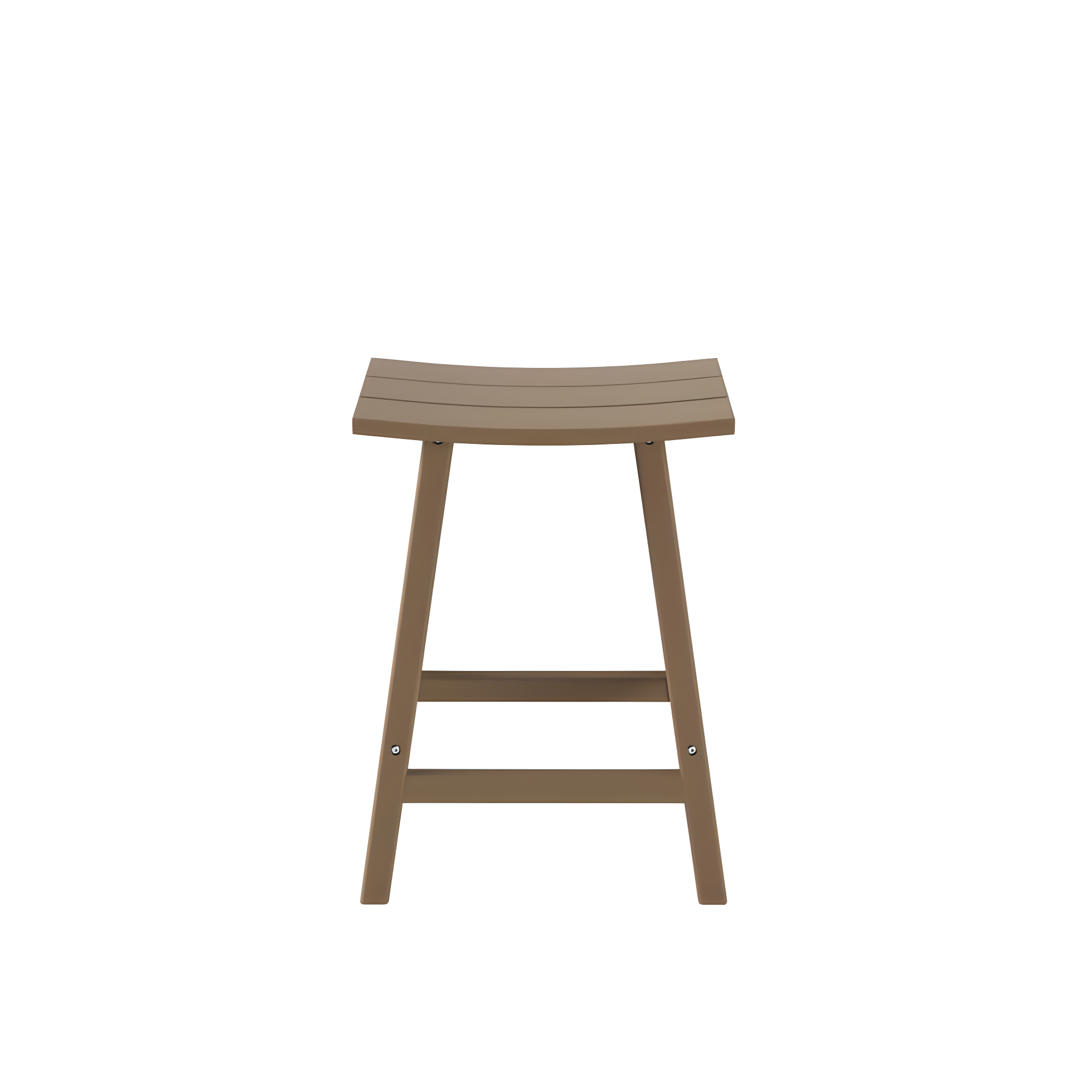Polytrends Laguna Hdpe All Weather Outdoor Patio 24" Saddle Seat Counter Stool (Set Of 2) Weathered Wood Glam