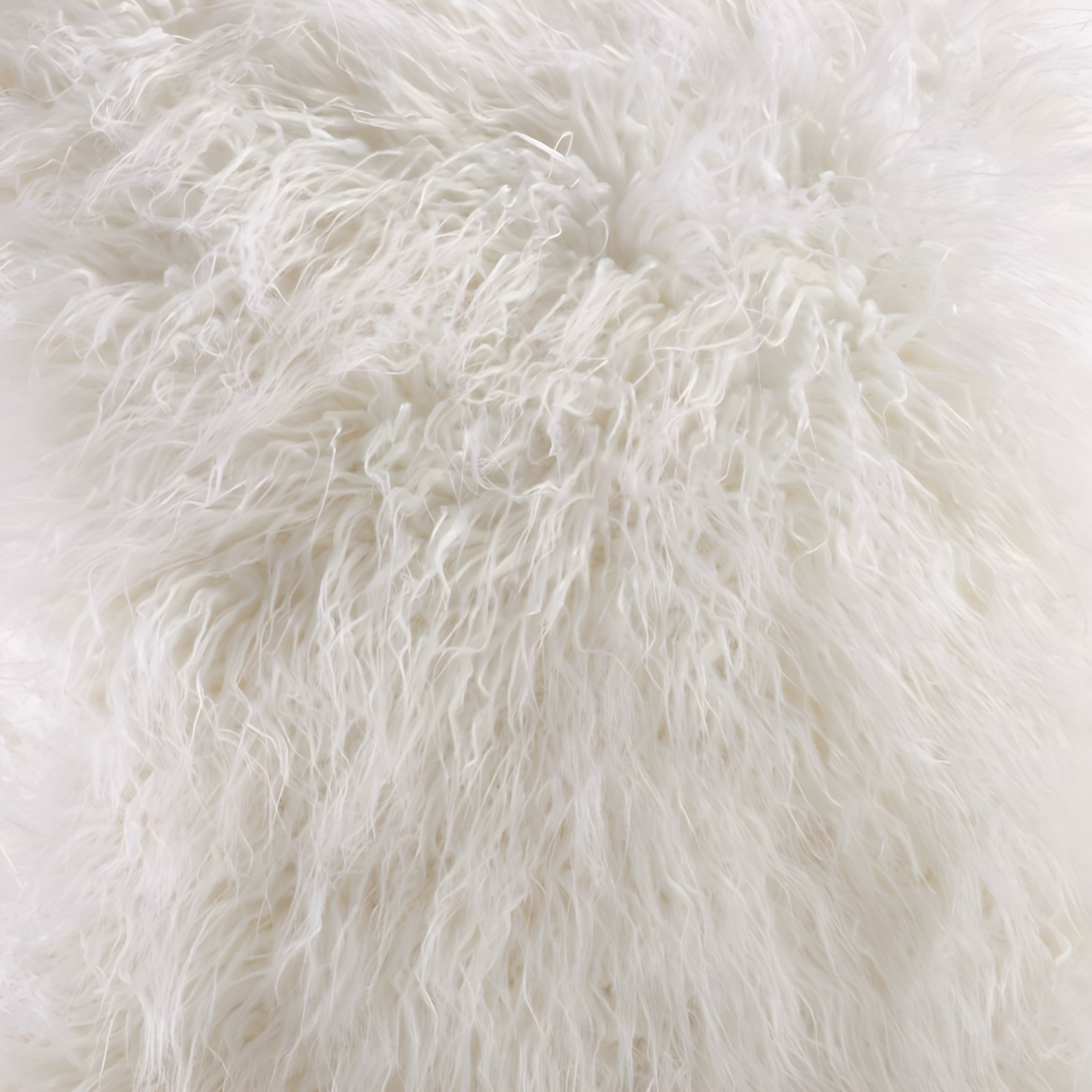18"x18" Poly Filled Faux Mongolian Fur Square Throw Pillow Ivory - Saro Lifestyle