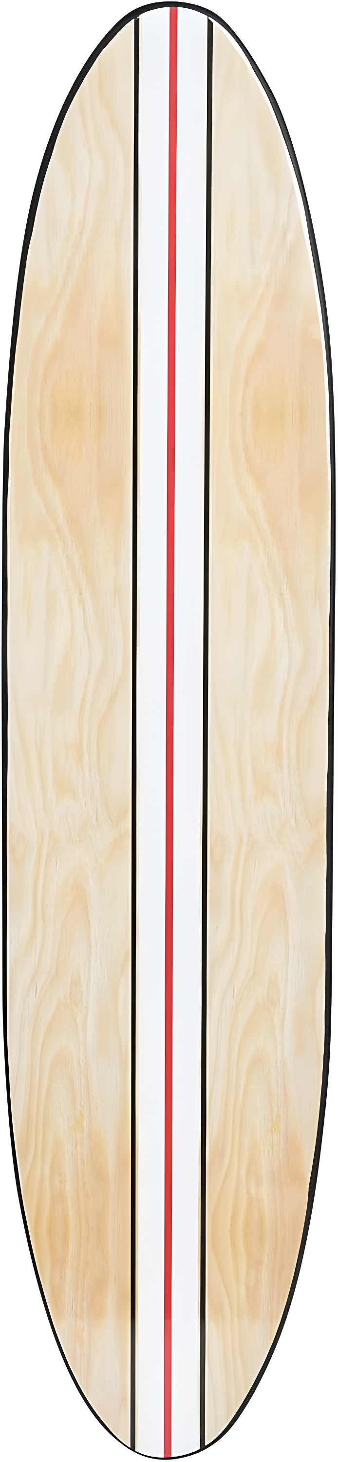 Storied Home Lacquered Wood Surfboard Wall Decor with White/Red Striped Hangs Vertical or Horizontal: Modern Abstract Art
