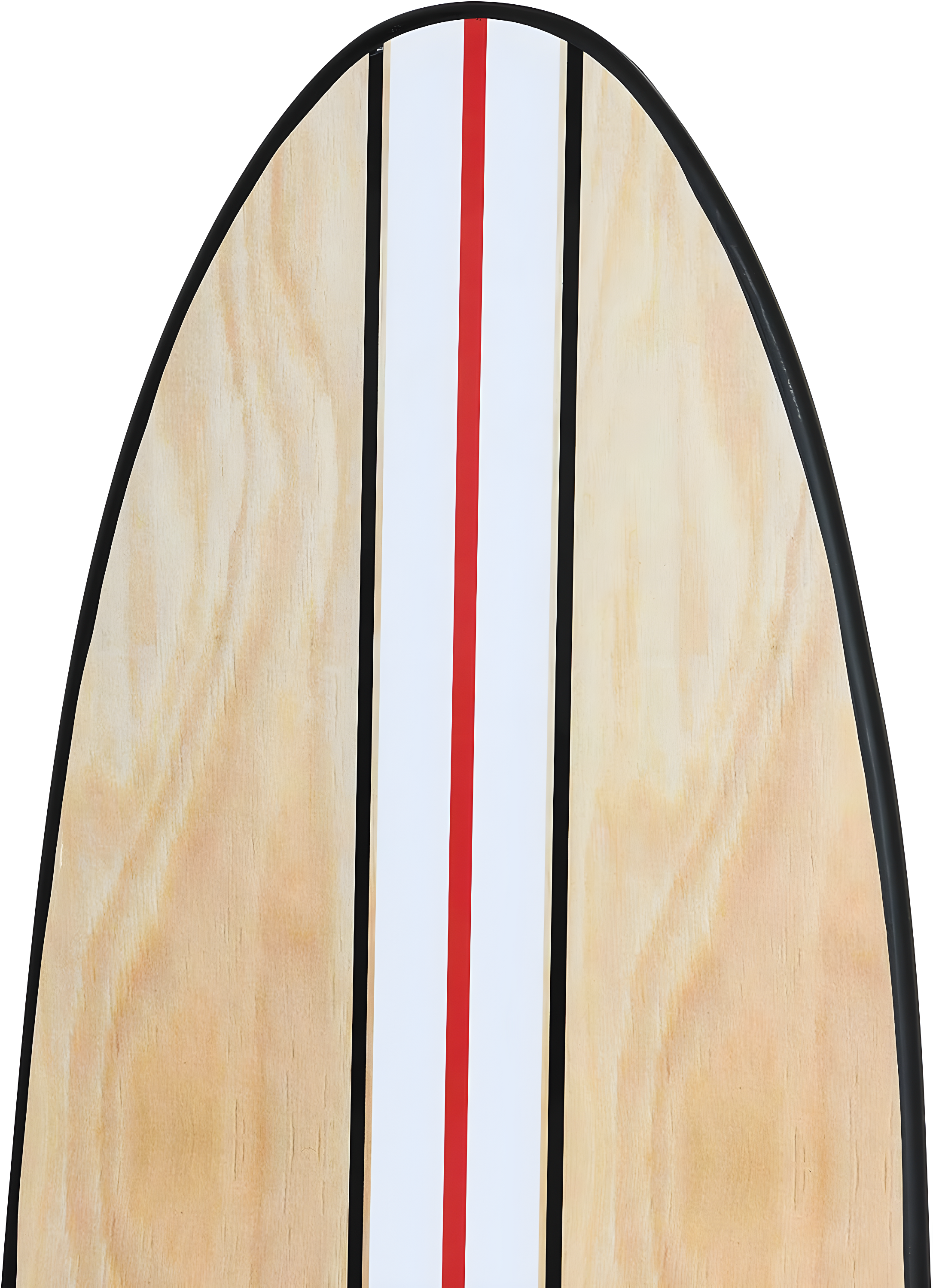 Storied Home Lacquered Wood Surfboard Wall Decor with White/Red Striped Hangs Vertical or Horizontal: Modern Abstract Art