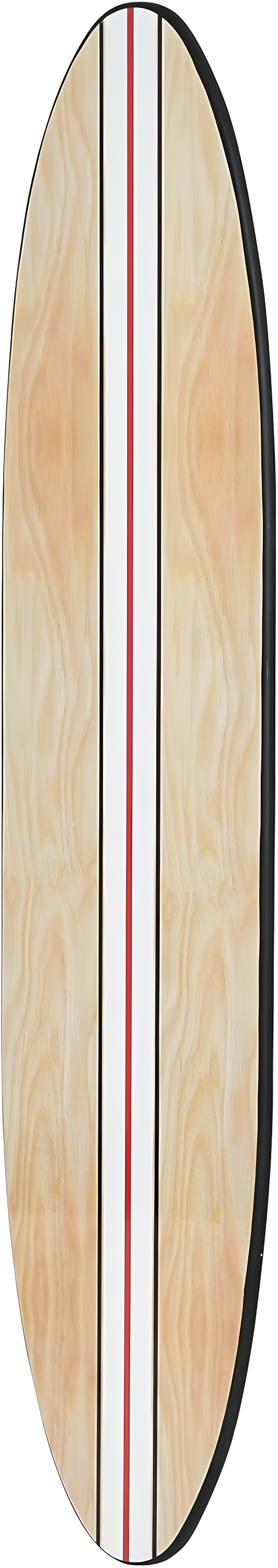 Storied Home Lacquered Wood Surfboard Wall Decor with White/Red Striped Hangs Vertical or Horizontal: Modern Abstract Art