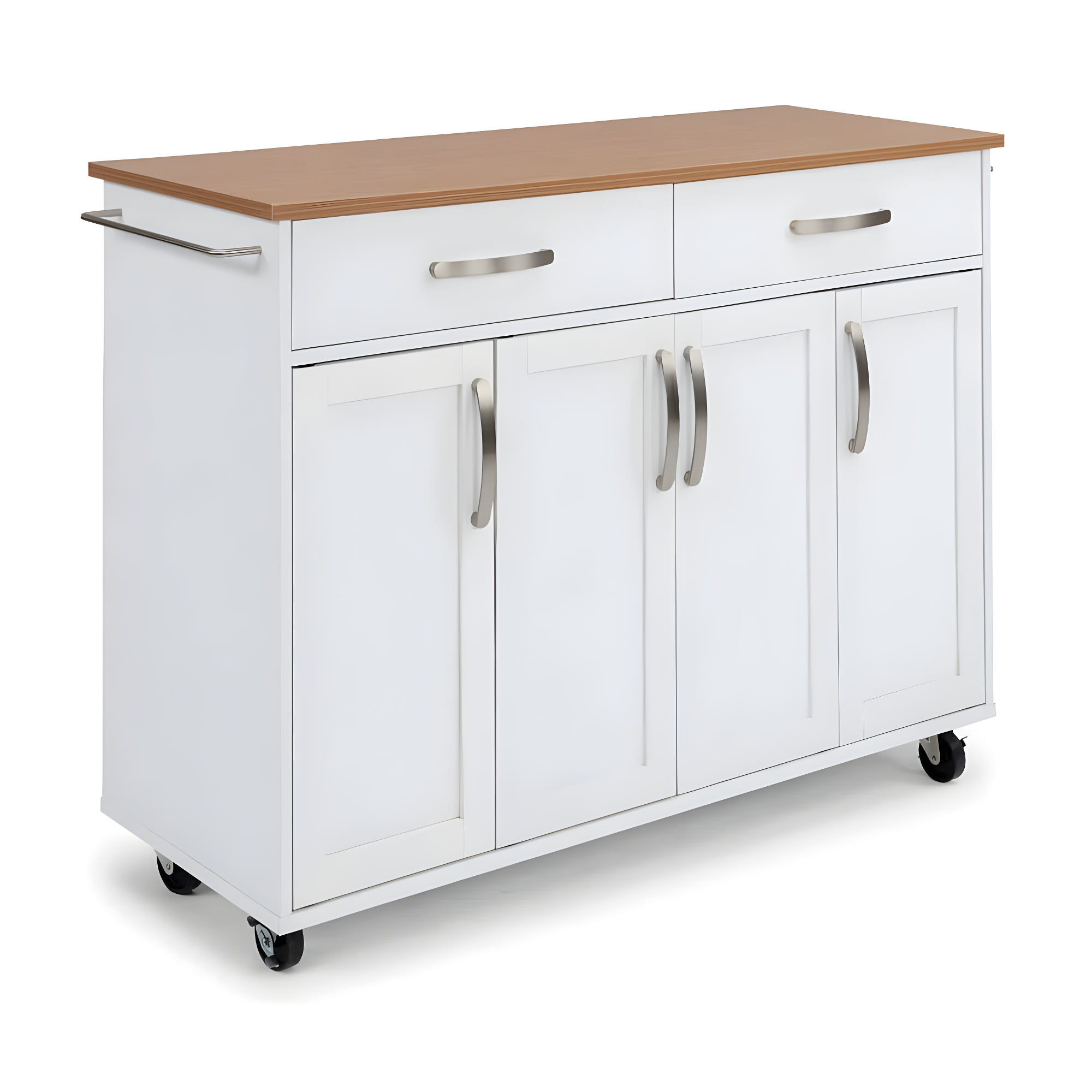 Homestyles 51"W Storage Plus Off White Wood Kitchen Cart