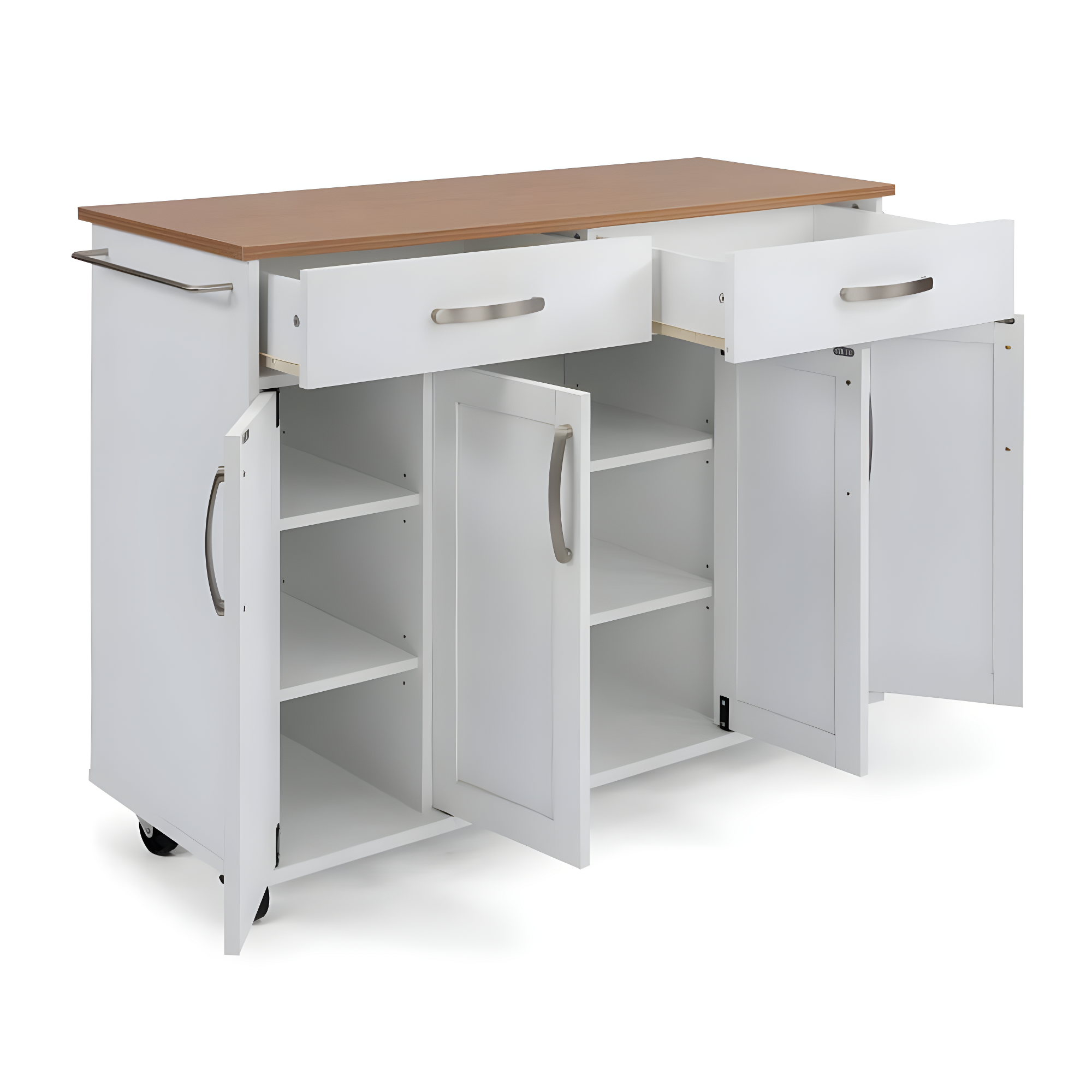 Homestyles 51"W Storage Plus Off White Wood Kitchen Cart