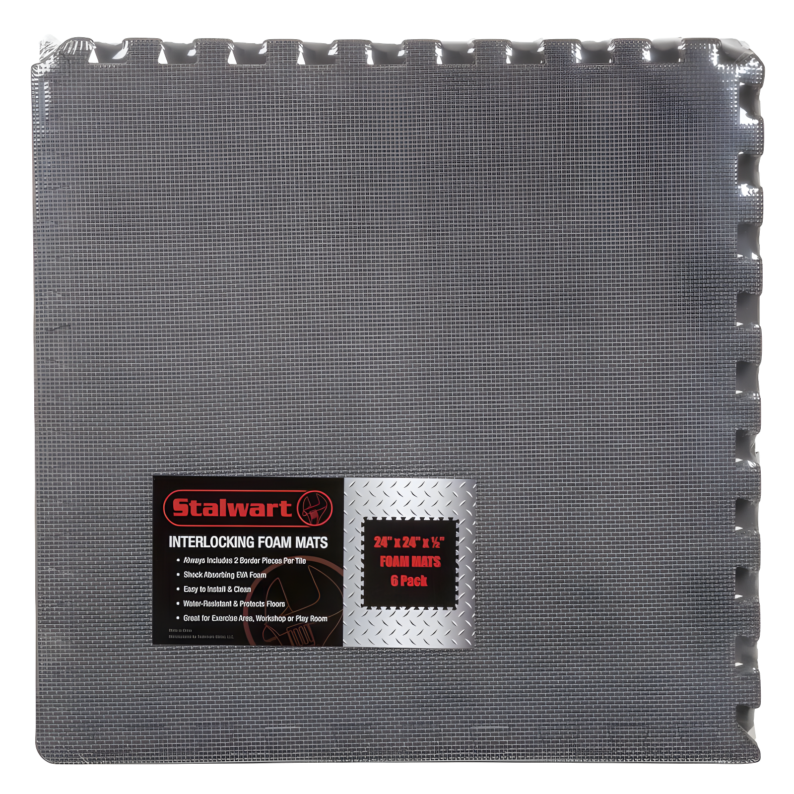 Stalwart Stalwart 24-Inch EVA Foam Tiles 6-Pack - Interlocking Padding - Workout Mat or Baby Playmat (Set of 6)