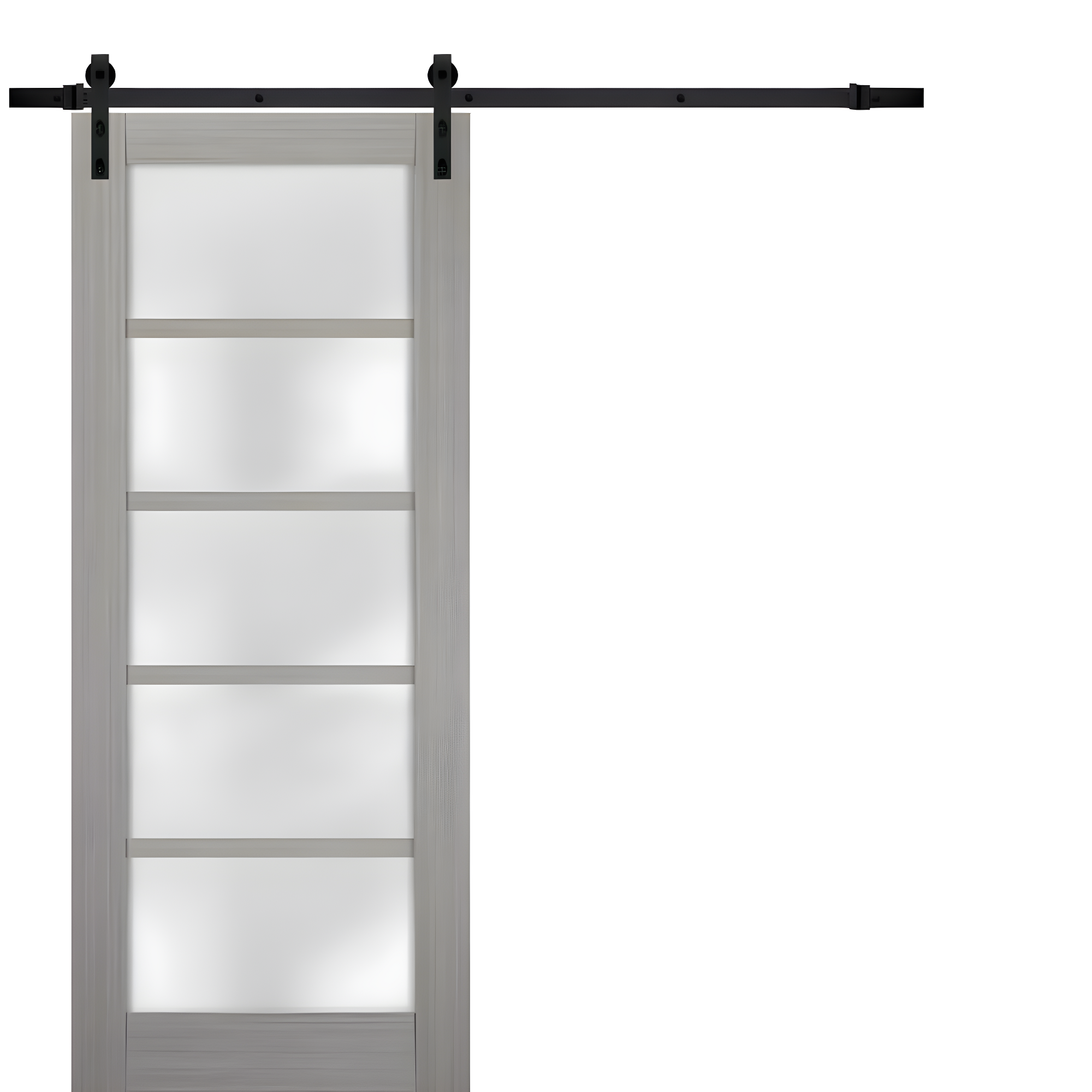 SARTODOORS Quadro Frosted Glass Barn Doors with Installation Hardware Kit