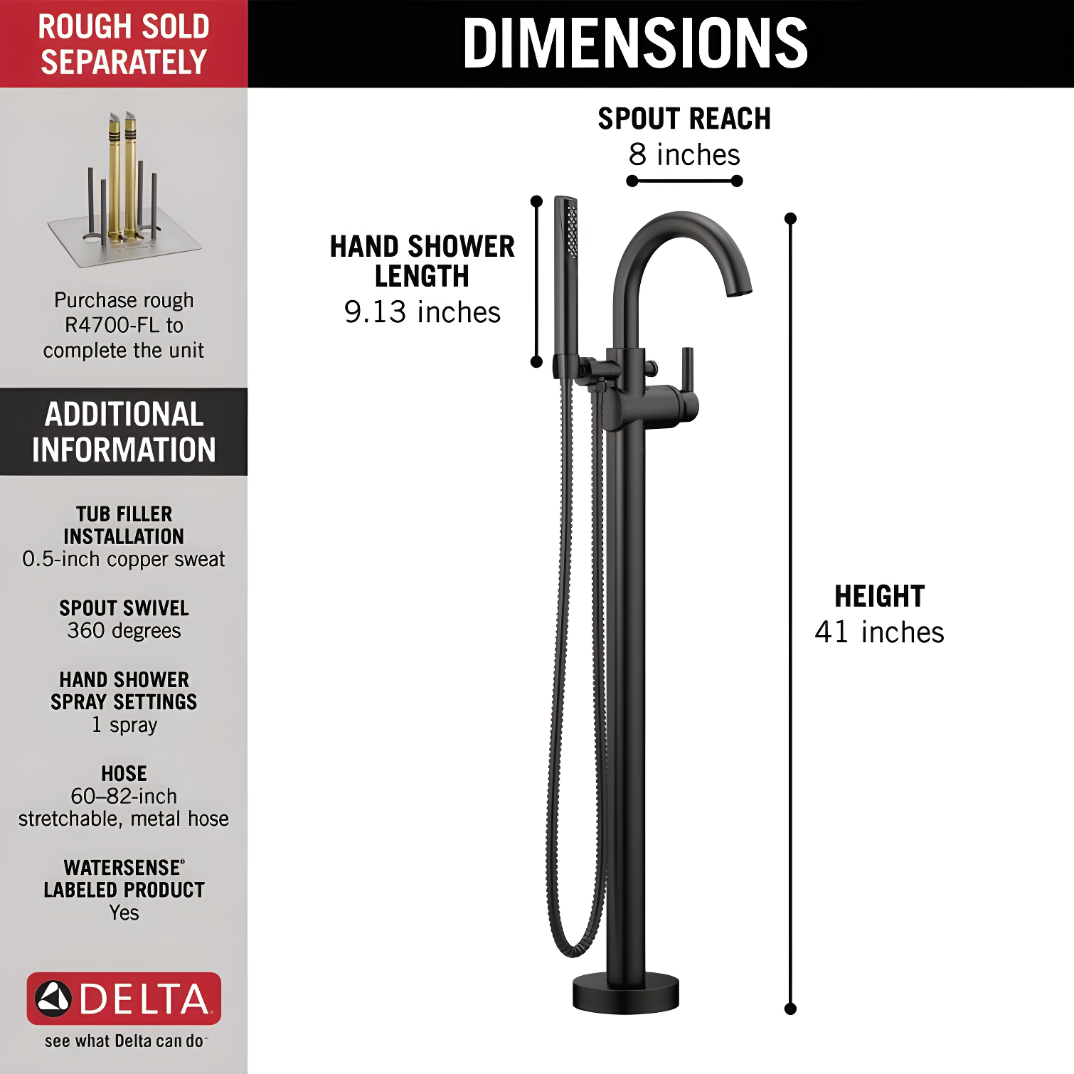Trinsic Single Handle Floor Mounted Freestanding Tub Filler