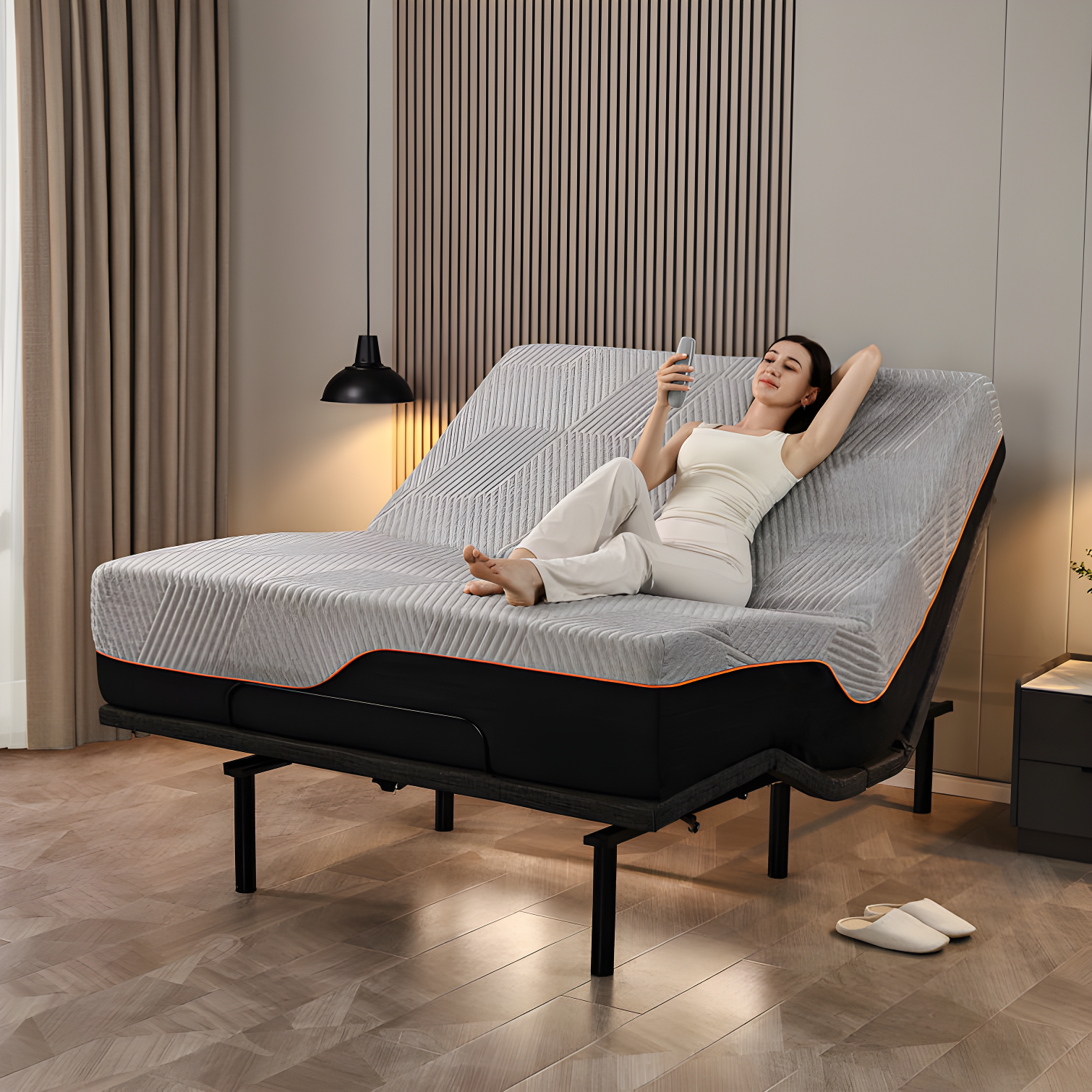 ESHINE 3100 Series Adjustable Bed with 14 Inch Ultra-Plush Black Mattress