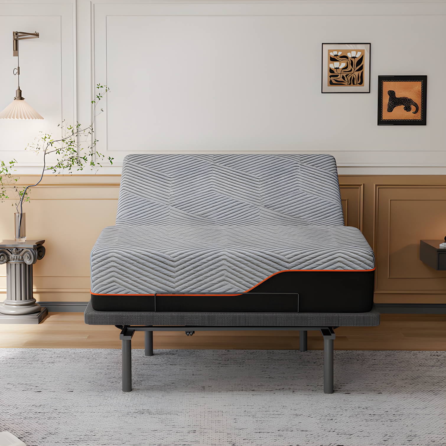 ESHINE 3100 Series Adjustable Bed with 14 Inch Ultra-Plush Black Mattress