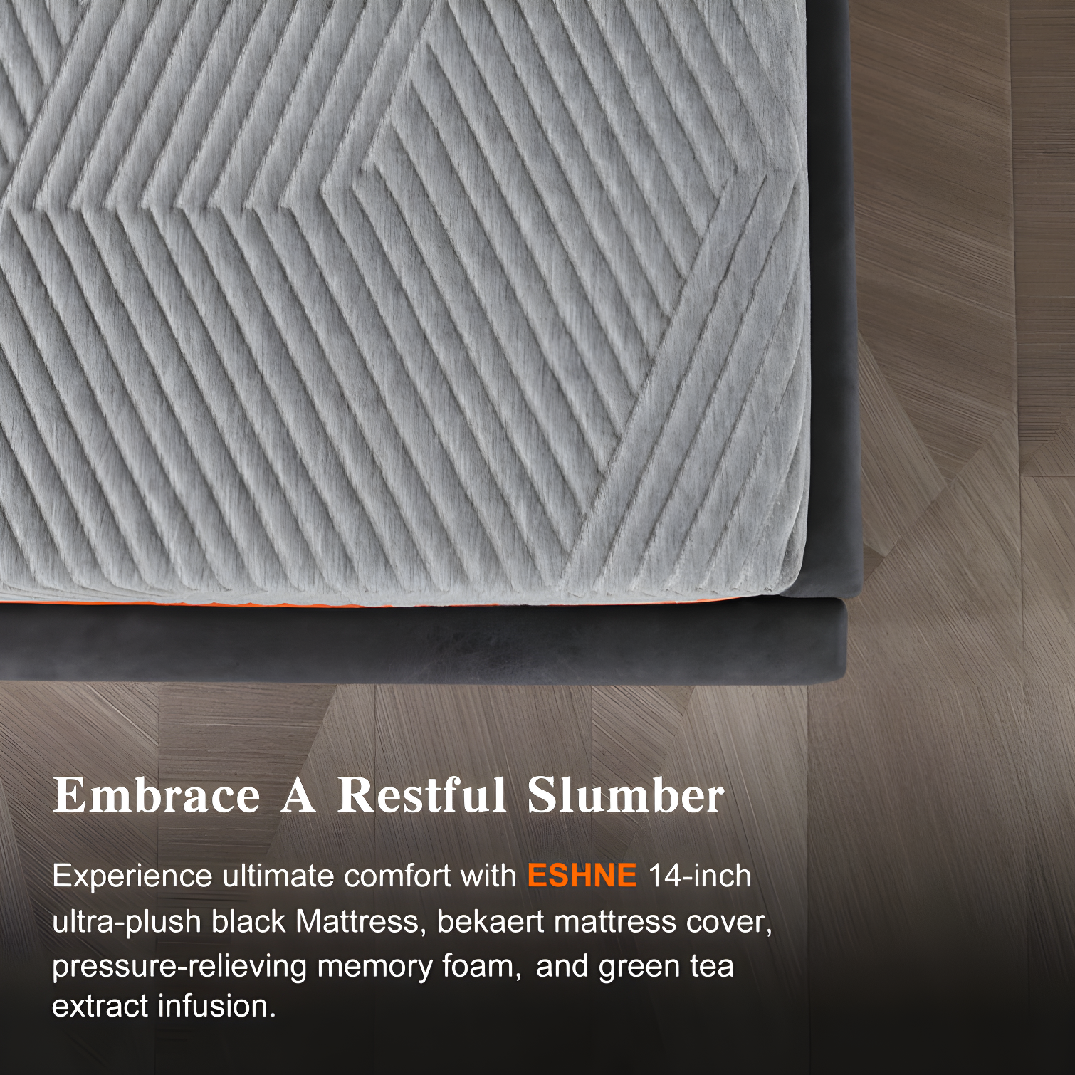 ESHINE 3100 Series Adjustable Bed with 14 Inch Ultra-Plush Black Mattress