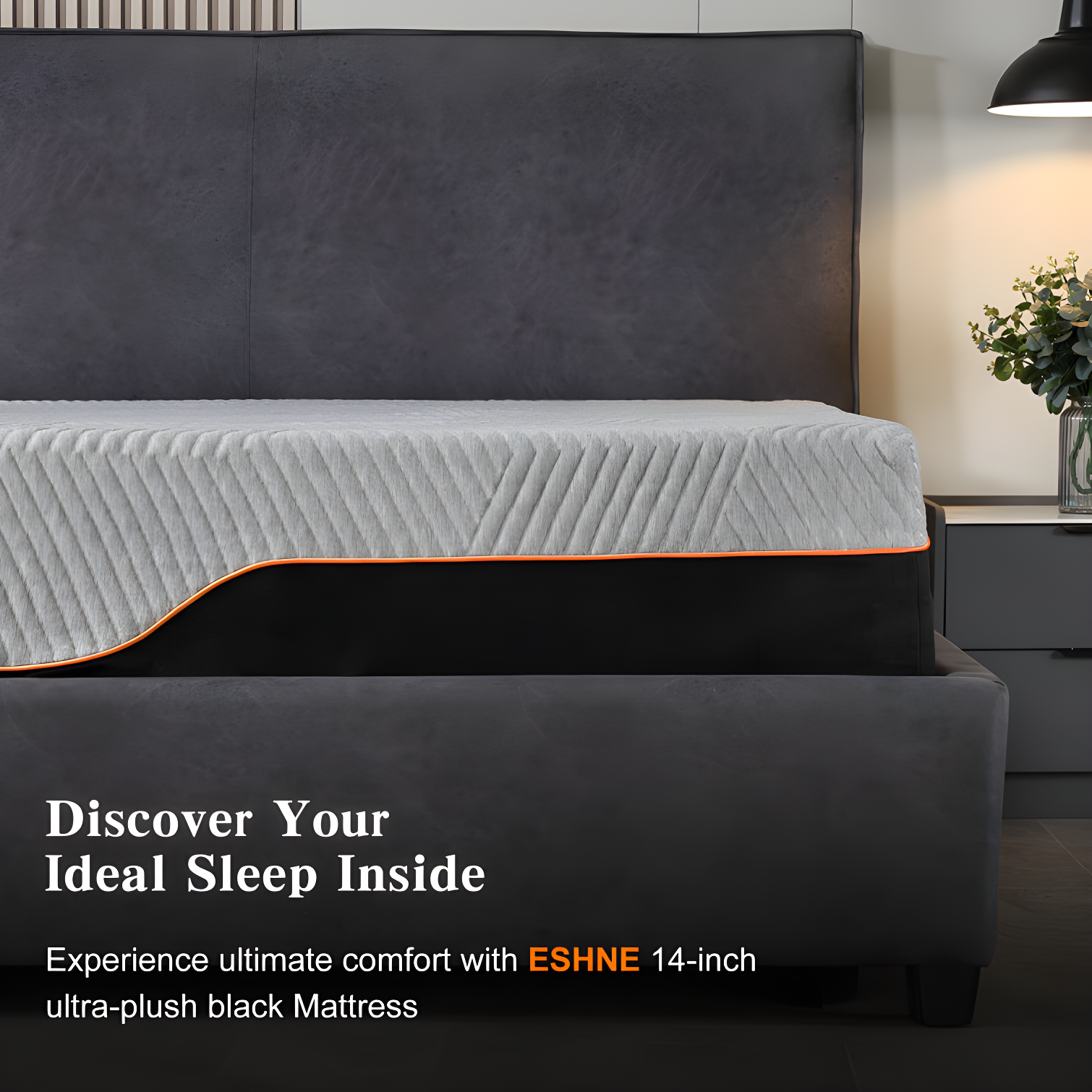 ESHINE 3100 Series Adjustable Bed with 14 Inch Ultra-Plush Black Mattress