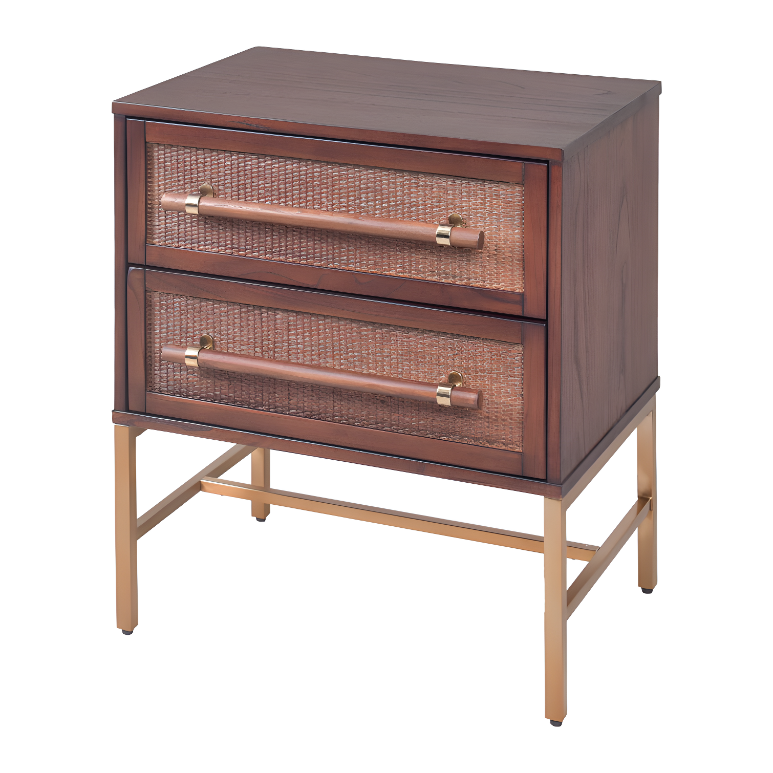 Hopper Studio Hopper Studio Sophia Solid Wood 2-Drawer Rattan Nightstand, Stylish Storage For Modern Homes