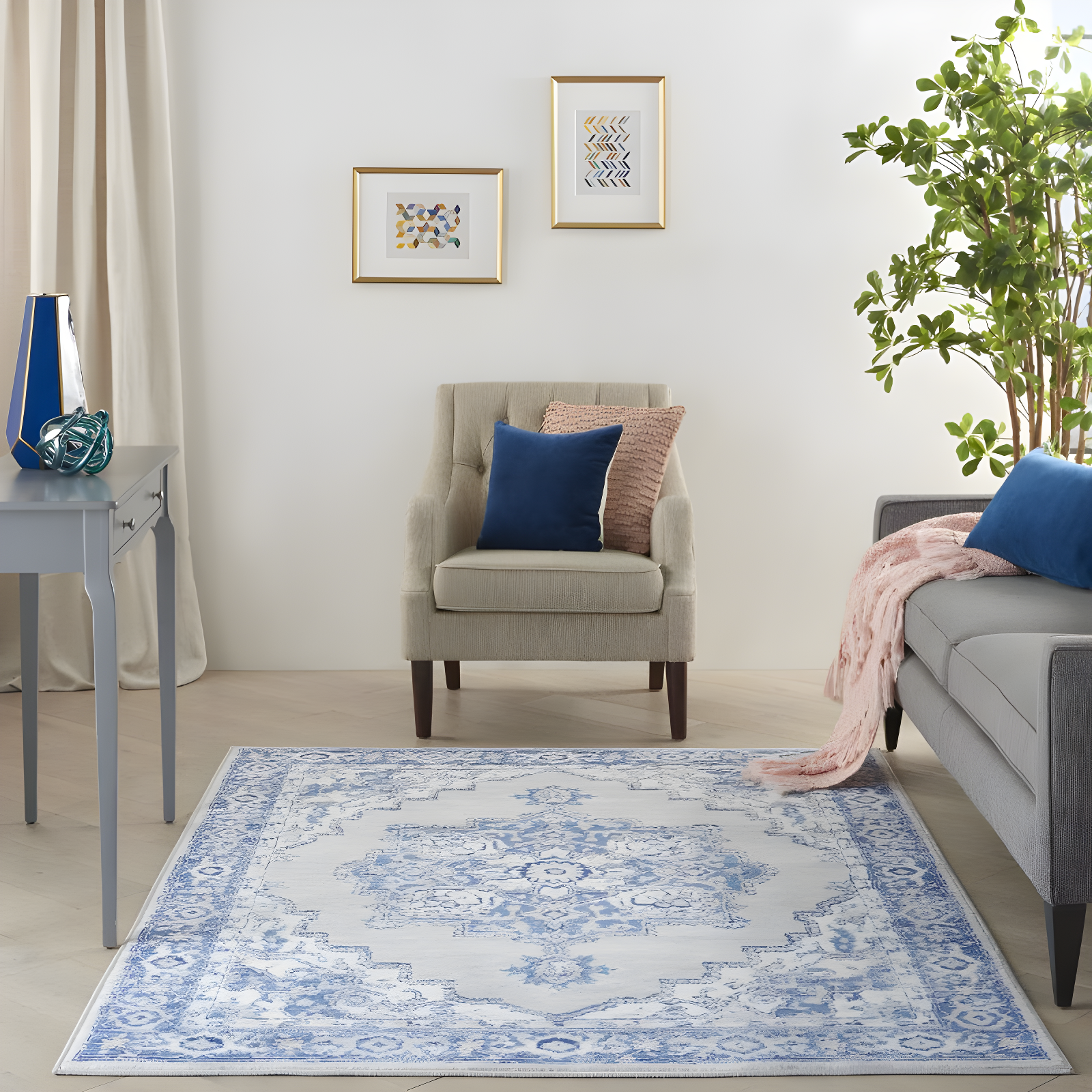Nourison Whimsicle WHS03 Indoor only Area Rug - Grey Blue 6' x 9'