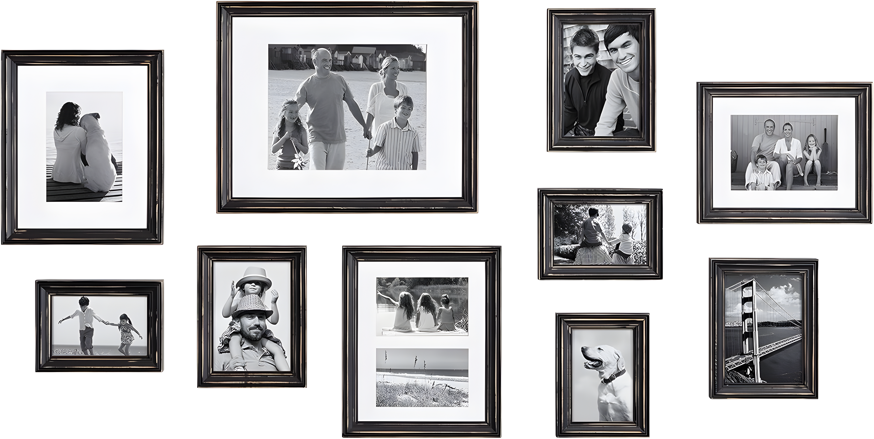 10pc Bordeaux Frame Box Set Black - Kate & Laurel All Things Decor: Wall Display, Modern Style