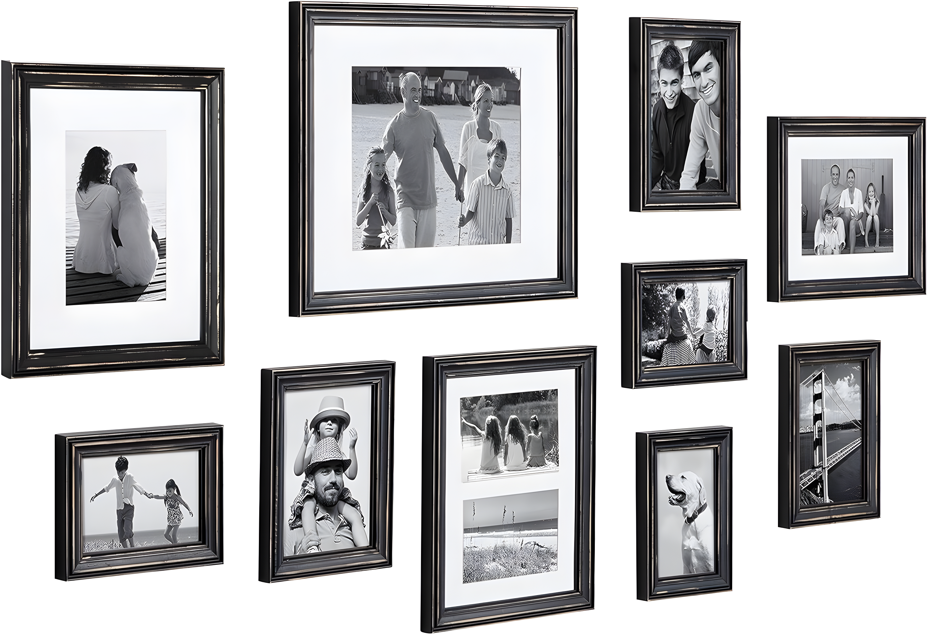 10pc Bordeaux Frame Box Set Black - Kate & Laurel All Things Decor: Wall Display, Modern Style