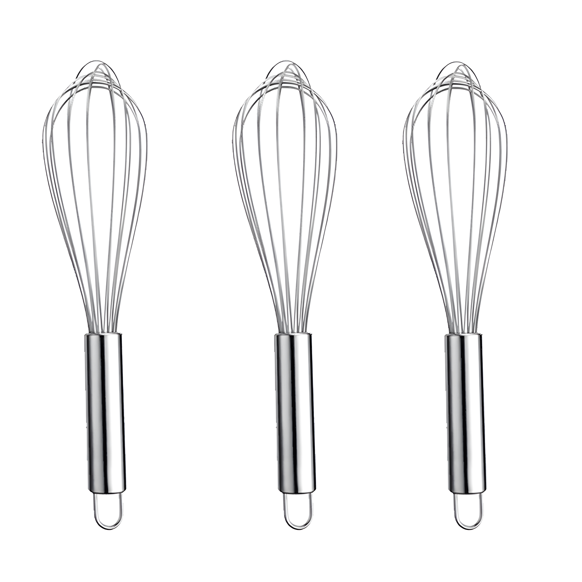 3Pcs 304 Stainless Steel Whisk Set, Professional Balloon Whisks for Kitchen Cooking, Perfect For Blending, Whisking, Baking, Beating, (8" +10"+ 12")