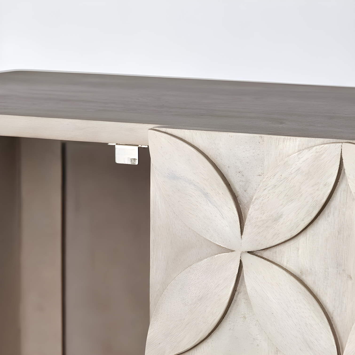 Excelsior Light Brown Mango Wood 4-Door Armoire with Gold Iron Base