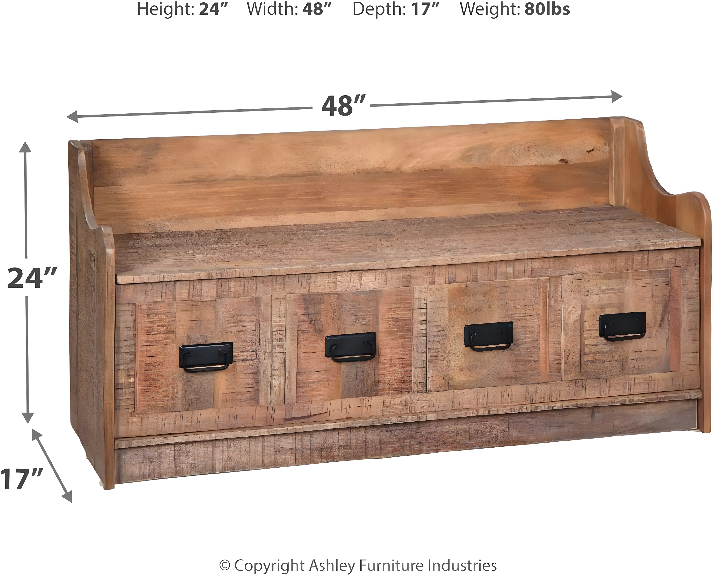 Garrettville Storage Bench Brown - Signature Design by Ashley: Solid Wood, Entryway, Ottoman, End-of-Bed