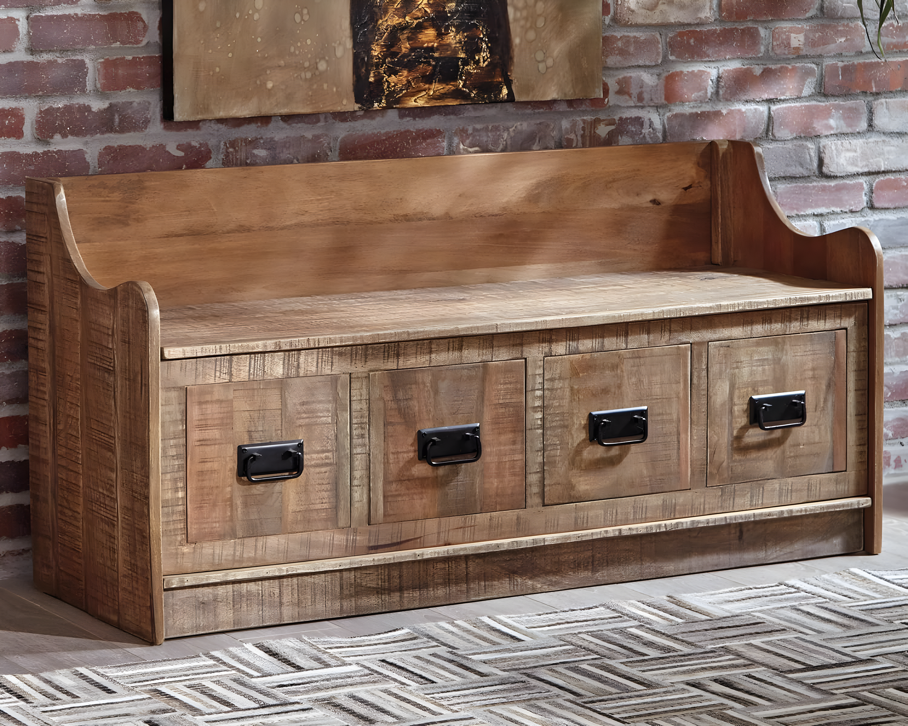 Garrettville Storage Bench Brown - Signature Design by Ashley: Solid Wood, Entryway, Ottoman, End-of-Bed