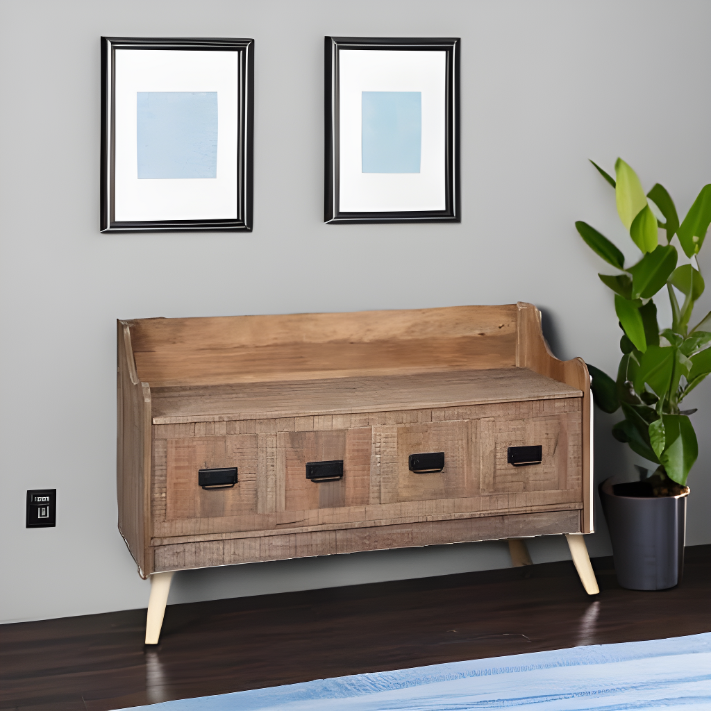 Garrettville Storage Bench Brown - Signature Design by Ashley: Solid Wood, Entryway, Ottoman, End-of-Bed