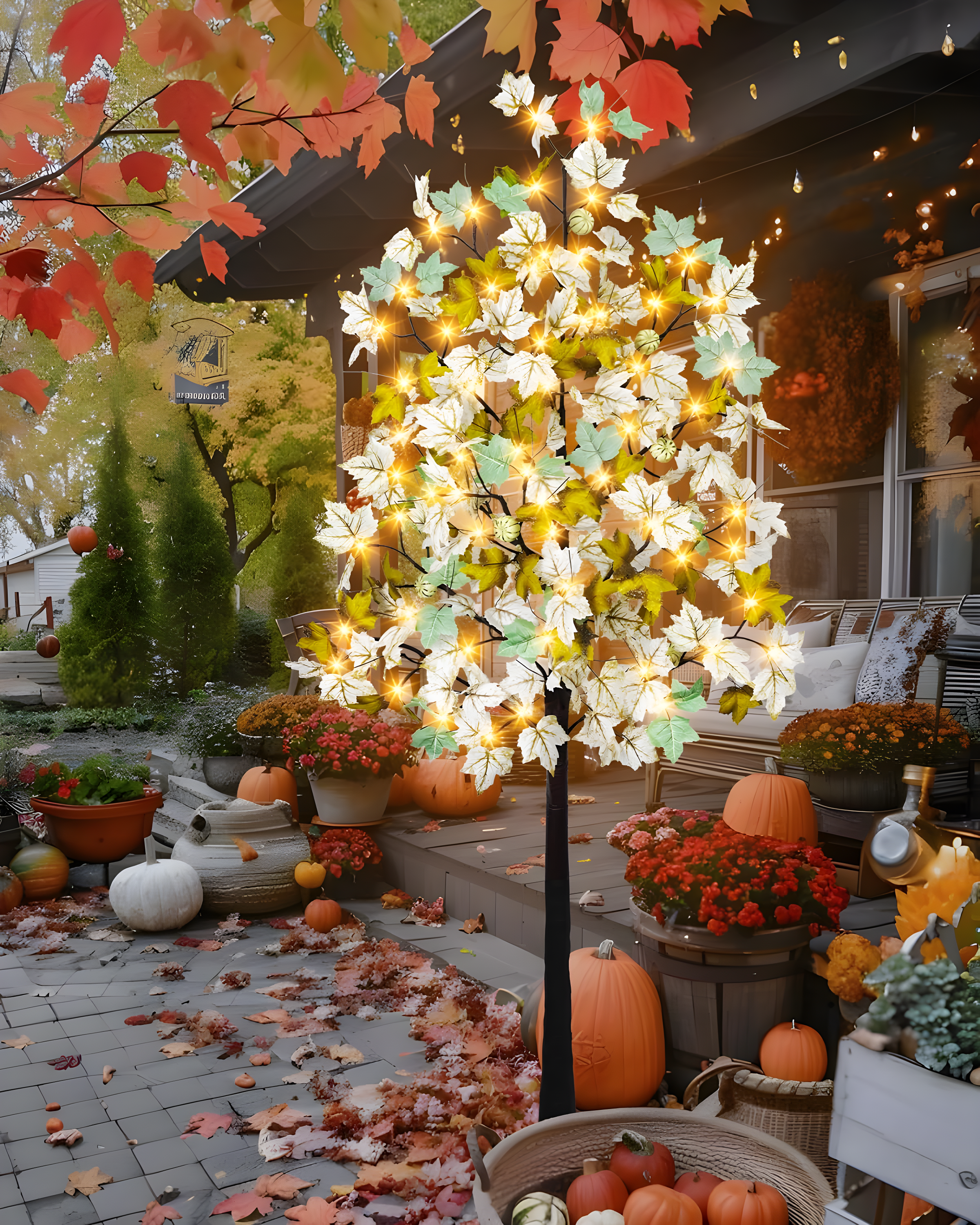 6FT Fall Light Up Tree with 96 LEDs Lights