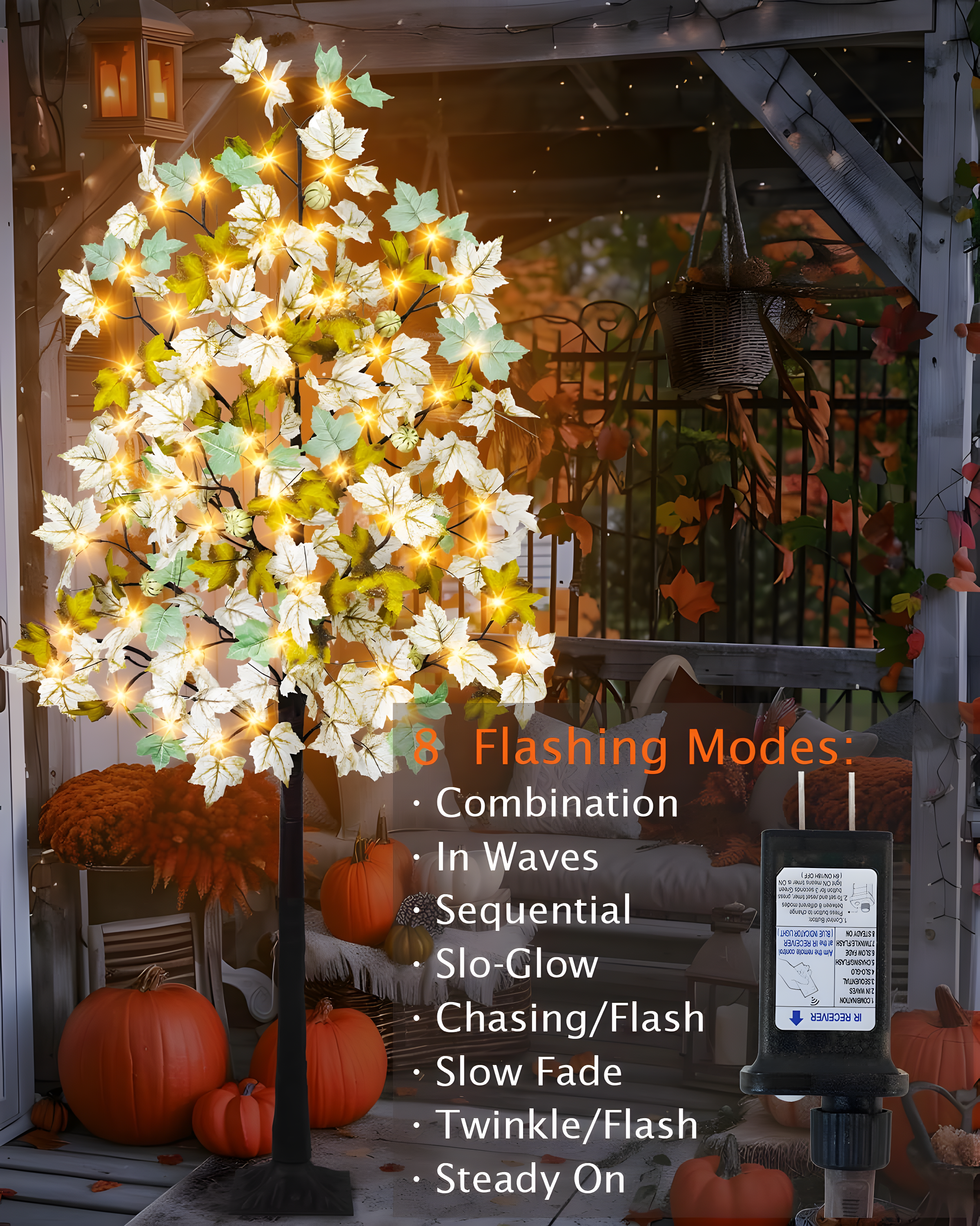 6FT Fall Light Up Tree with 96 LEDs Lights