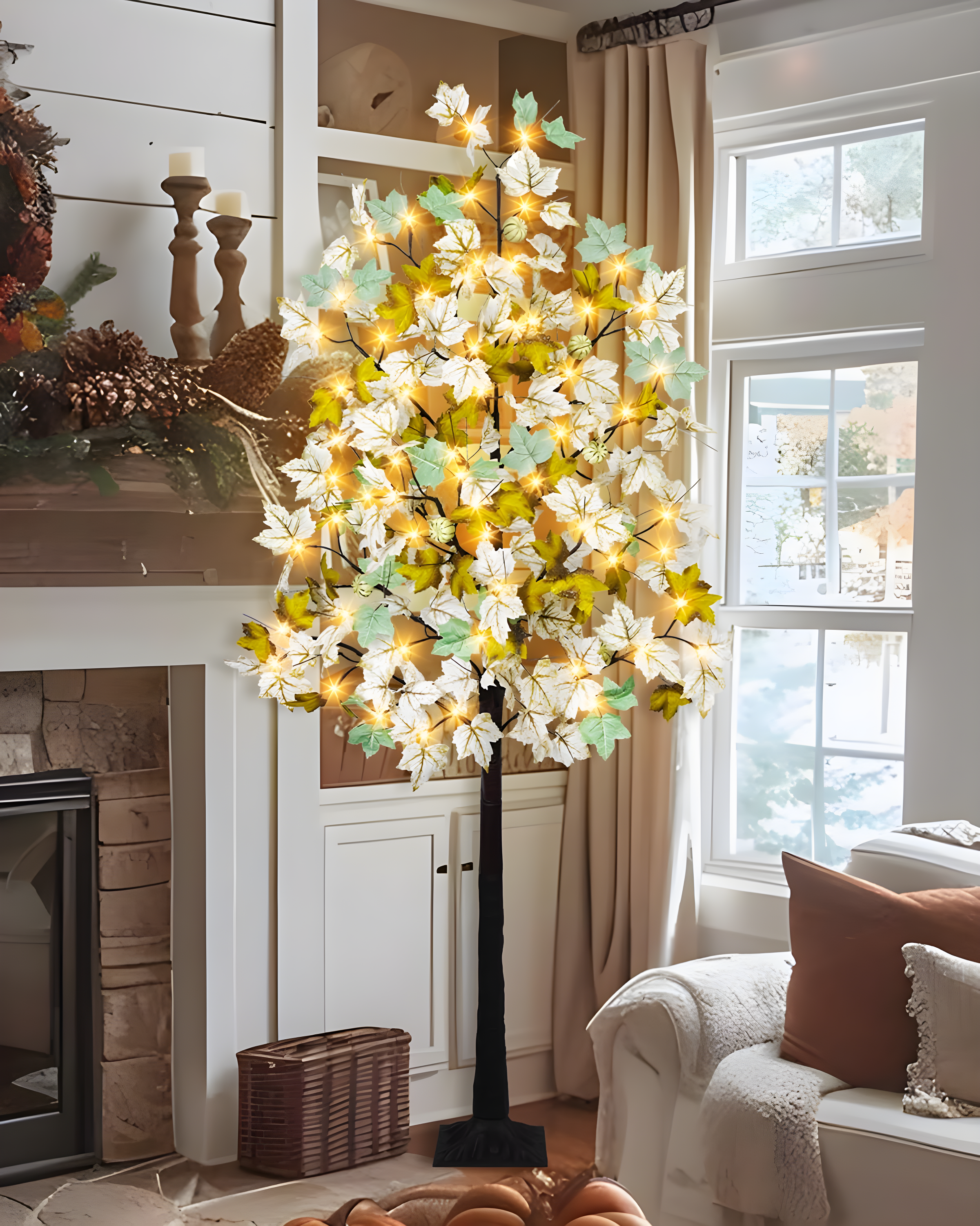 6FT Fall Light Up Tree with 96 LEDs Lights