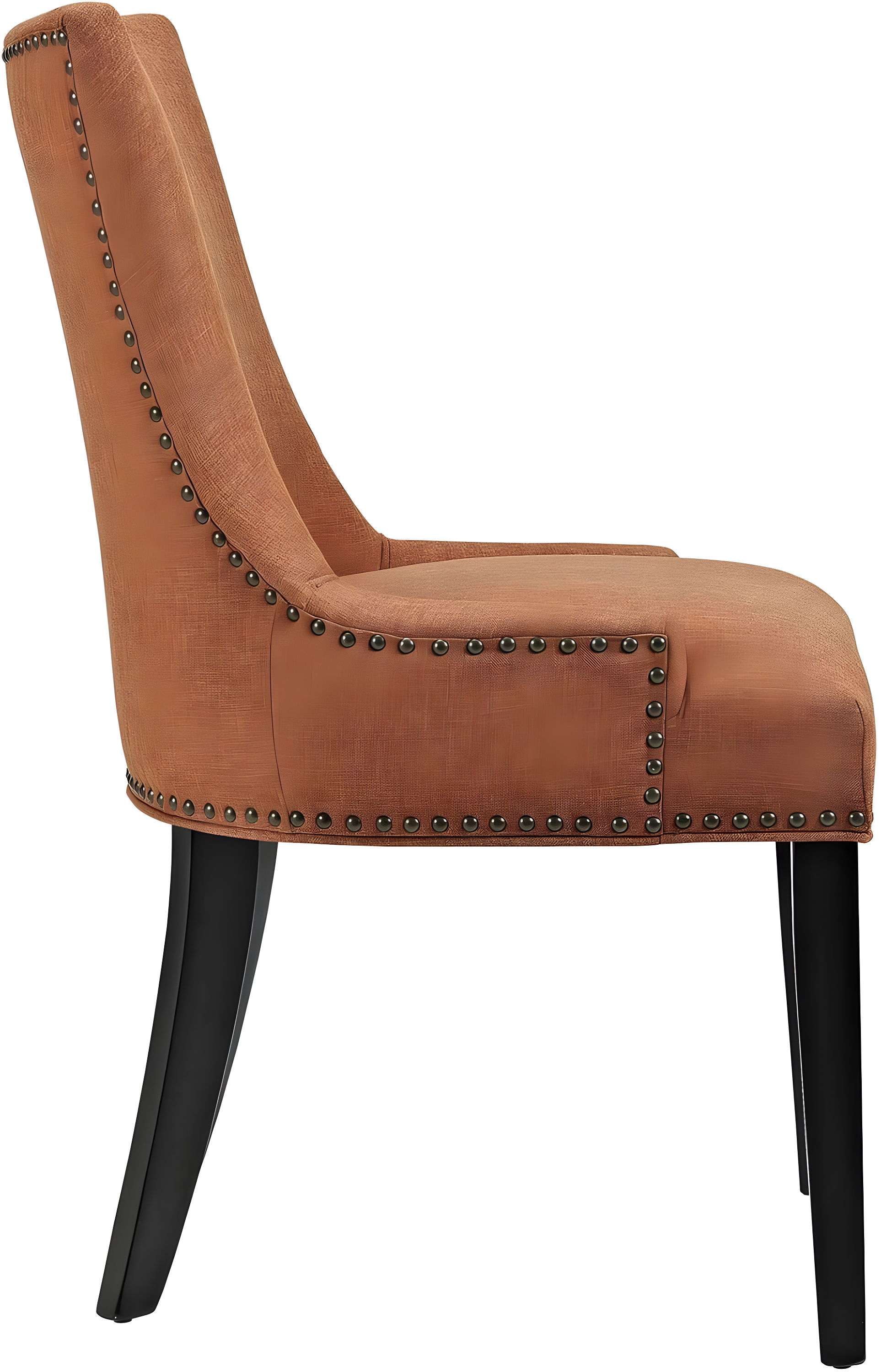 Orange Upholstered Leather and Wood Side Chair