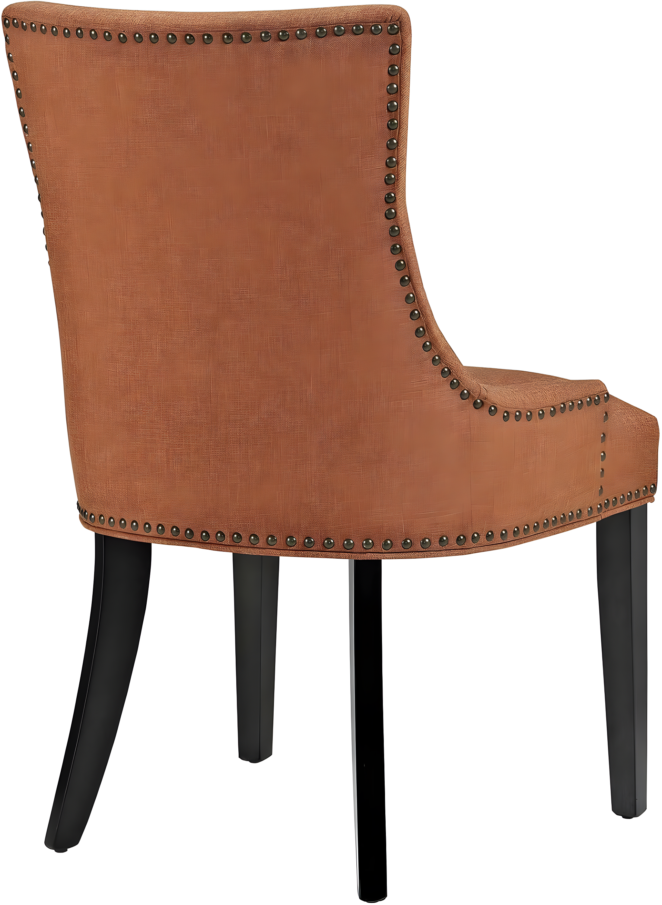 Orange Upholstered Leather and Wood Side Chair