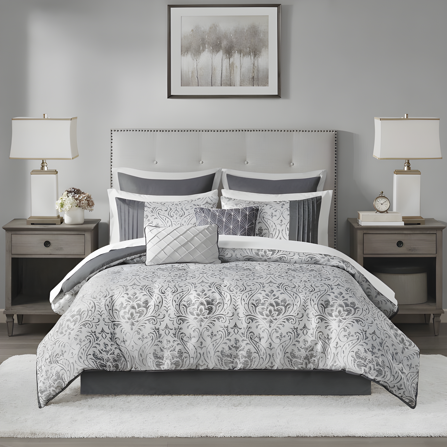 Emilia 12 Piece Jacquard Comforter Set with Bed Sheets