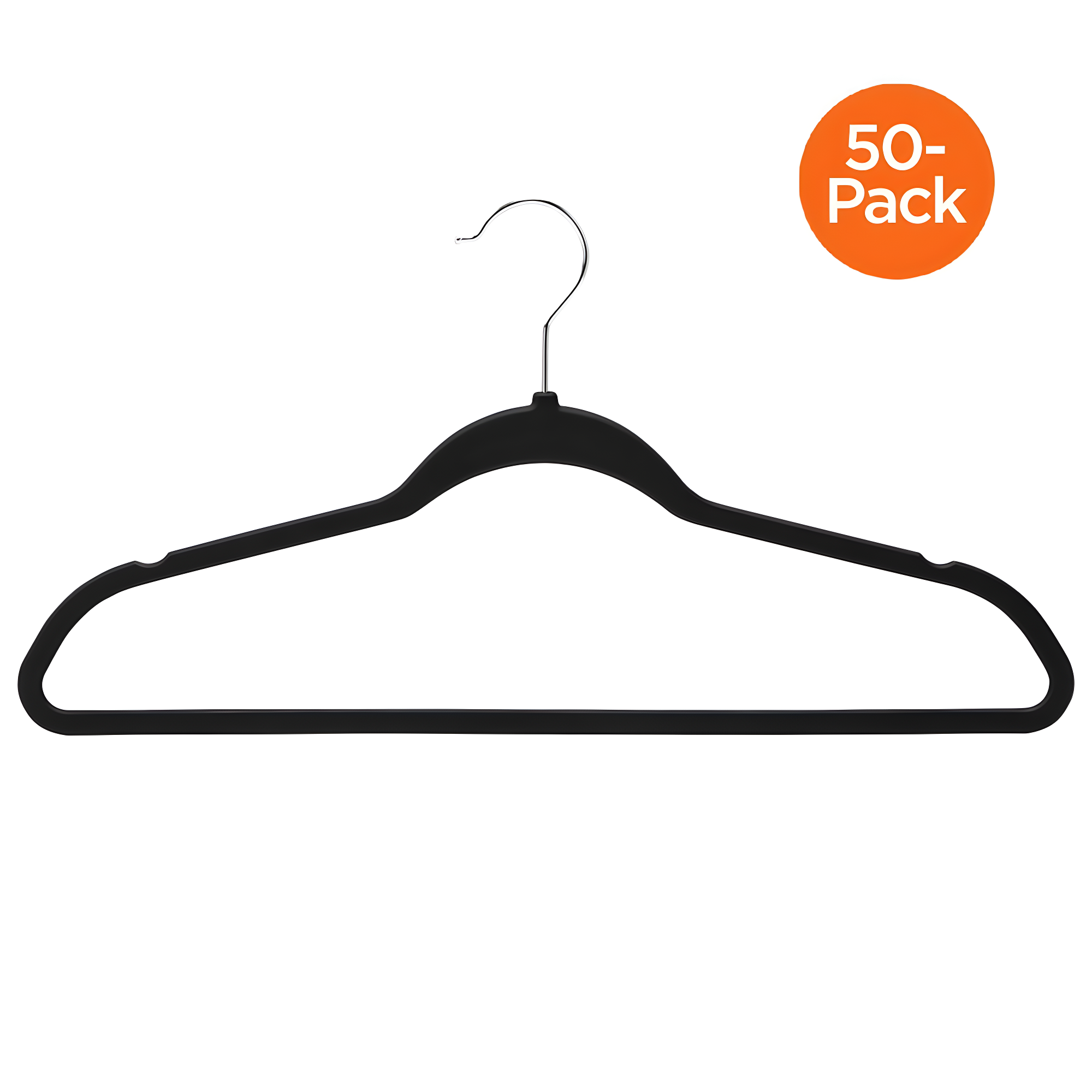 Honey-Can-Do Non-Slip Plastic Rubberized Suit Clothes Hangers, Black,  50-Pack