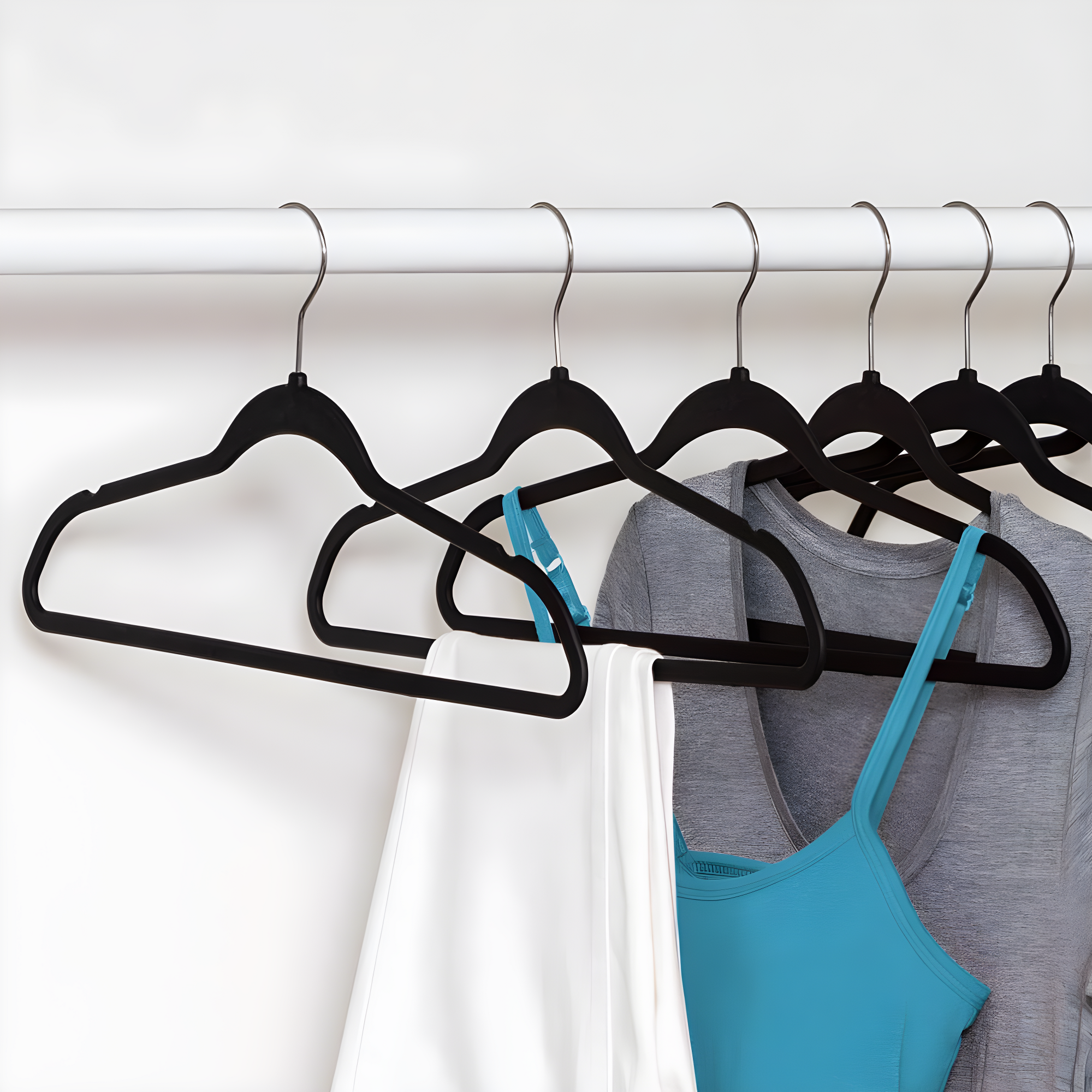 Honey-Can-Do Non-Slip Plastic Rubberized Suit Clothes Hangers, Black,  50-Pack